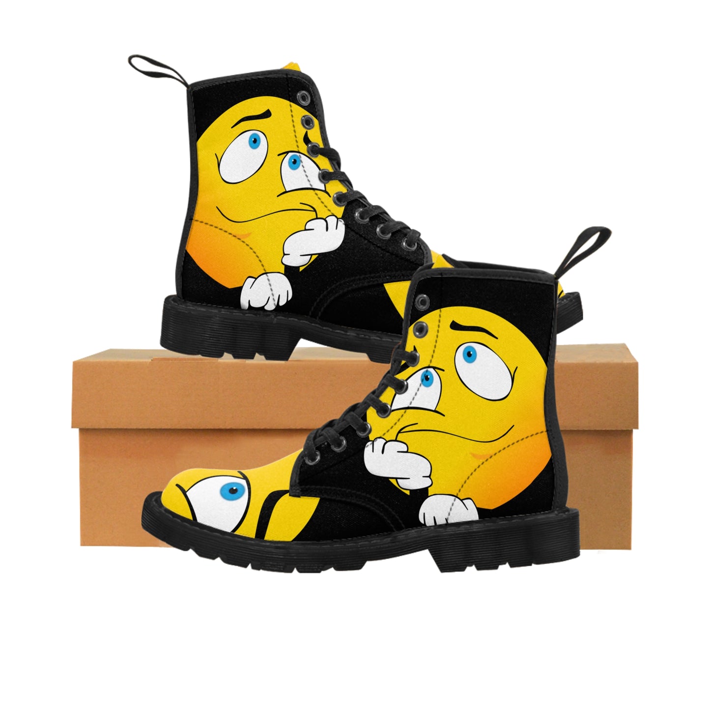 Yellow and confused     Women's Canvas Boots (8539939406143)