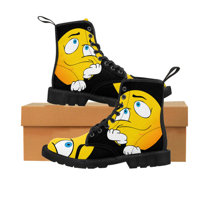 Yellow and confused     Women's Canvas Boots (8539939406143)