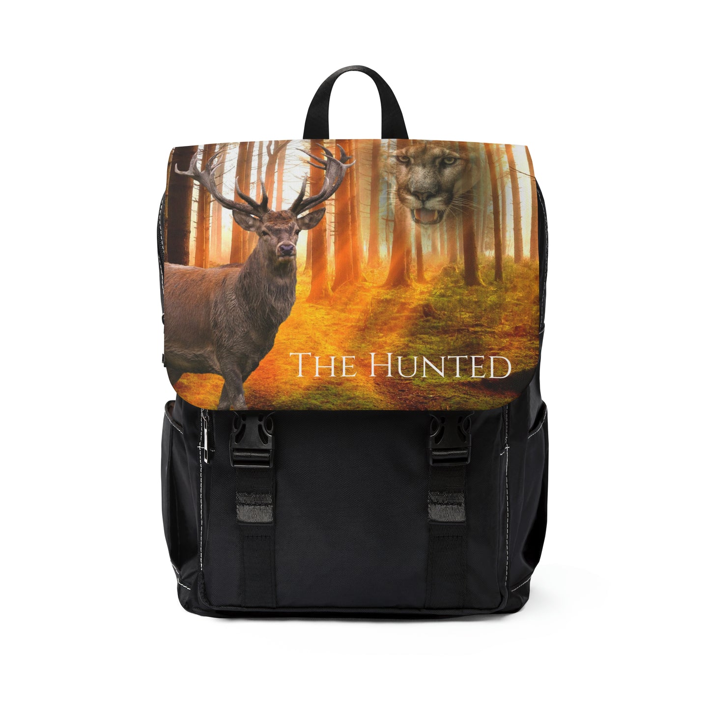 The Hunted  Elk and Couger --Unisex Casual Shoulder Backpack (8215732945215)