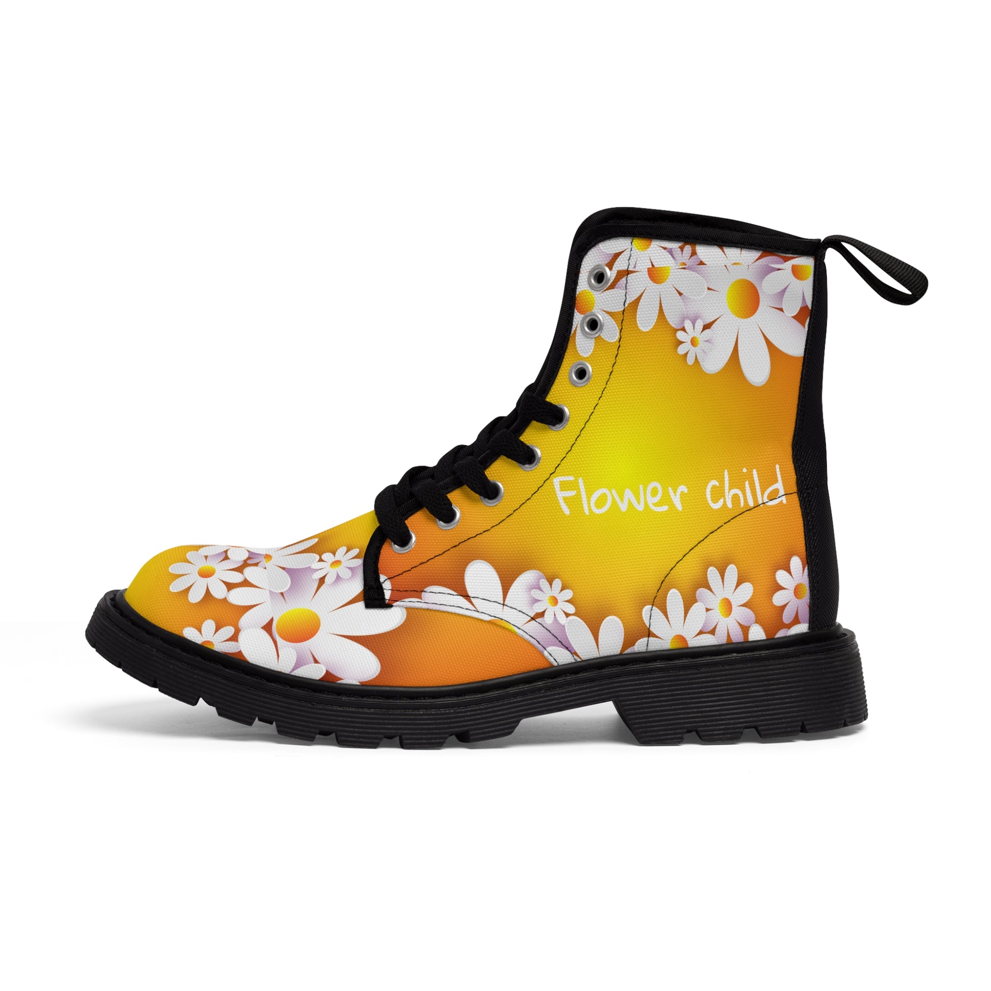 Flower Child   Women's Canvas Boots (8539972927807)
