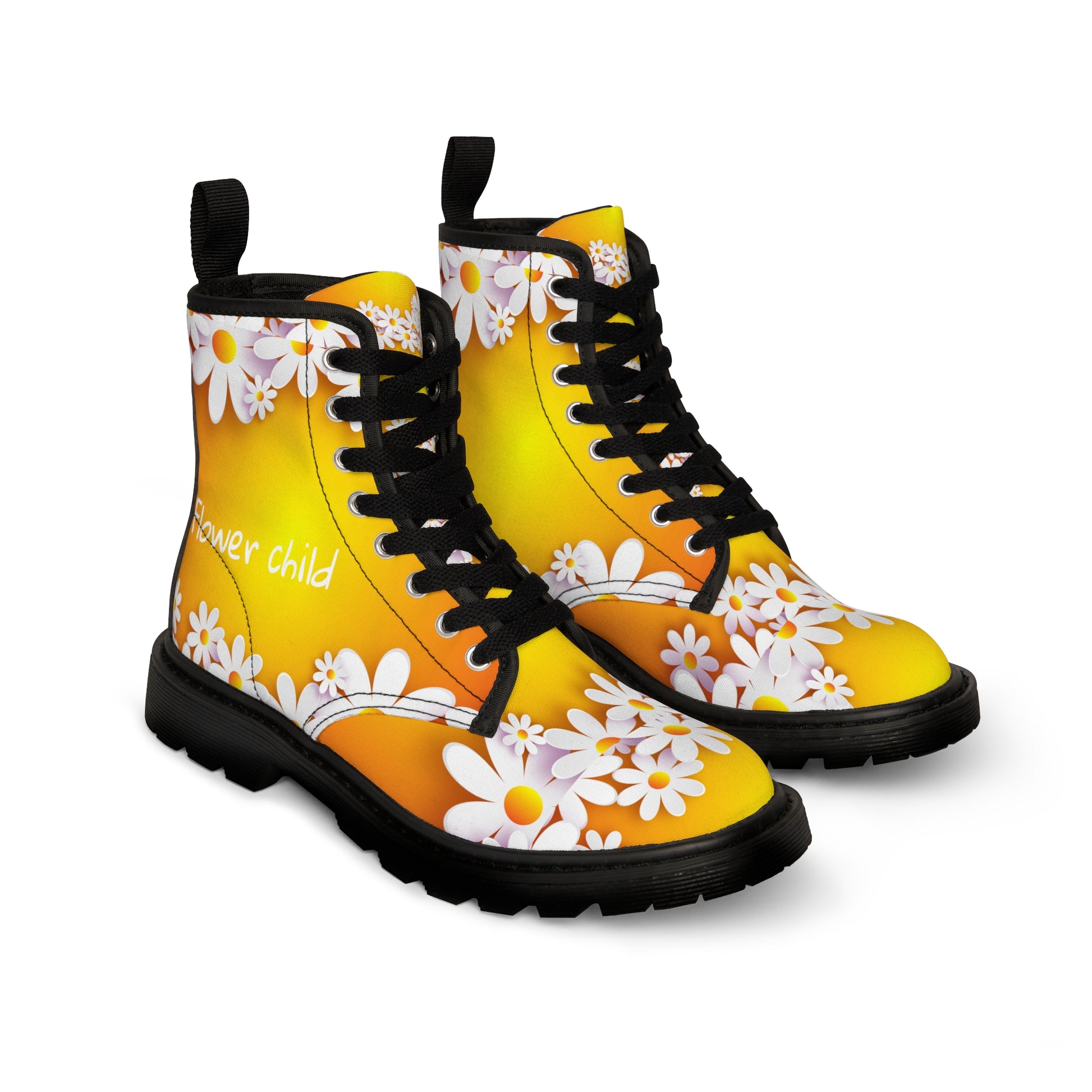 Flower Child   Women's Canvas Boots (8539972927807)