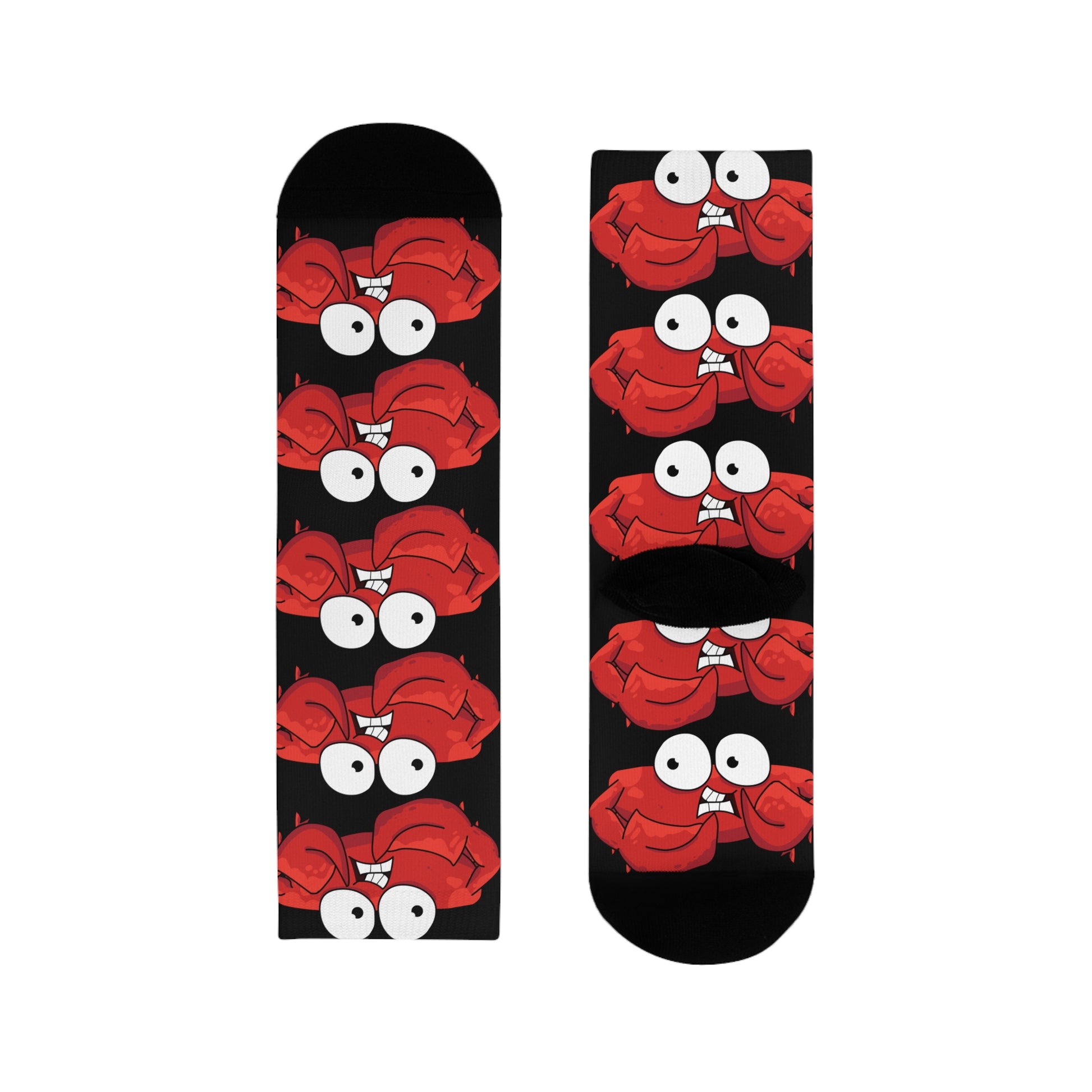 Red crab on black  crew sock   (EU) (8194511864127)