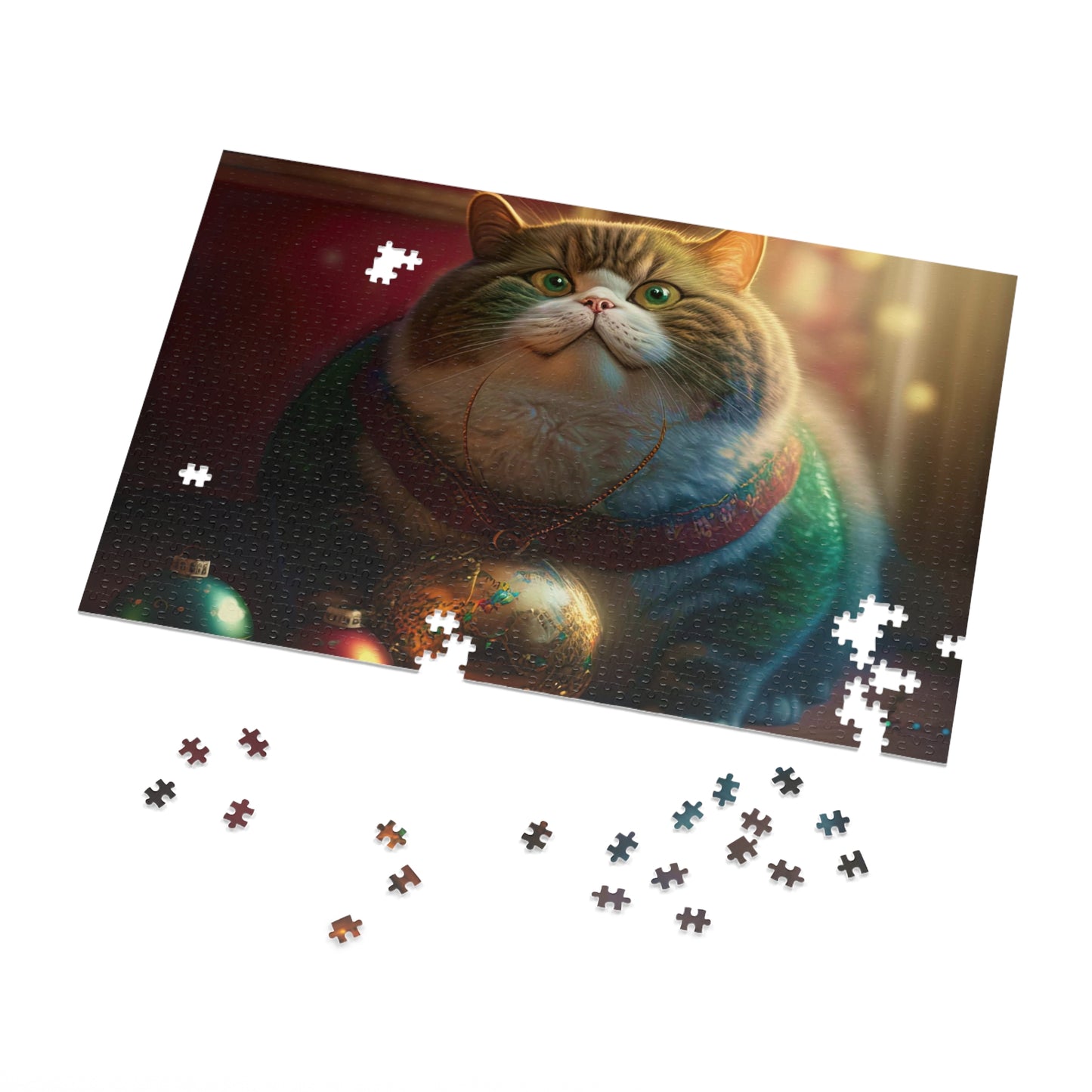 Christmas cat   Jigsaw Puzzle (30, 110, 252, 500,1000-Piece) (8540605546815)