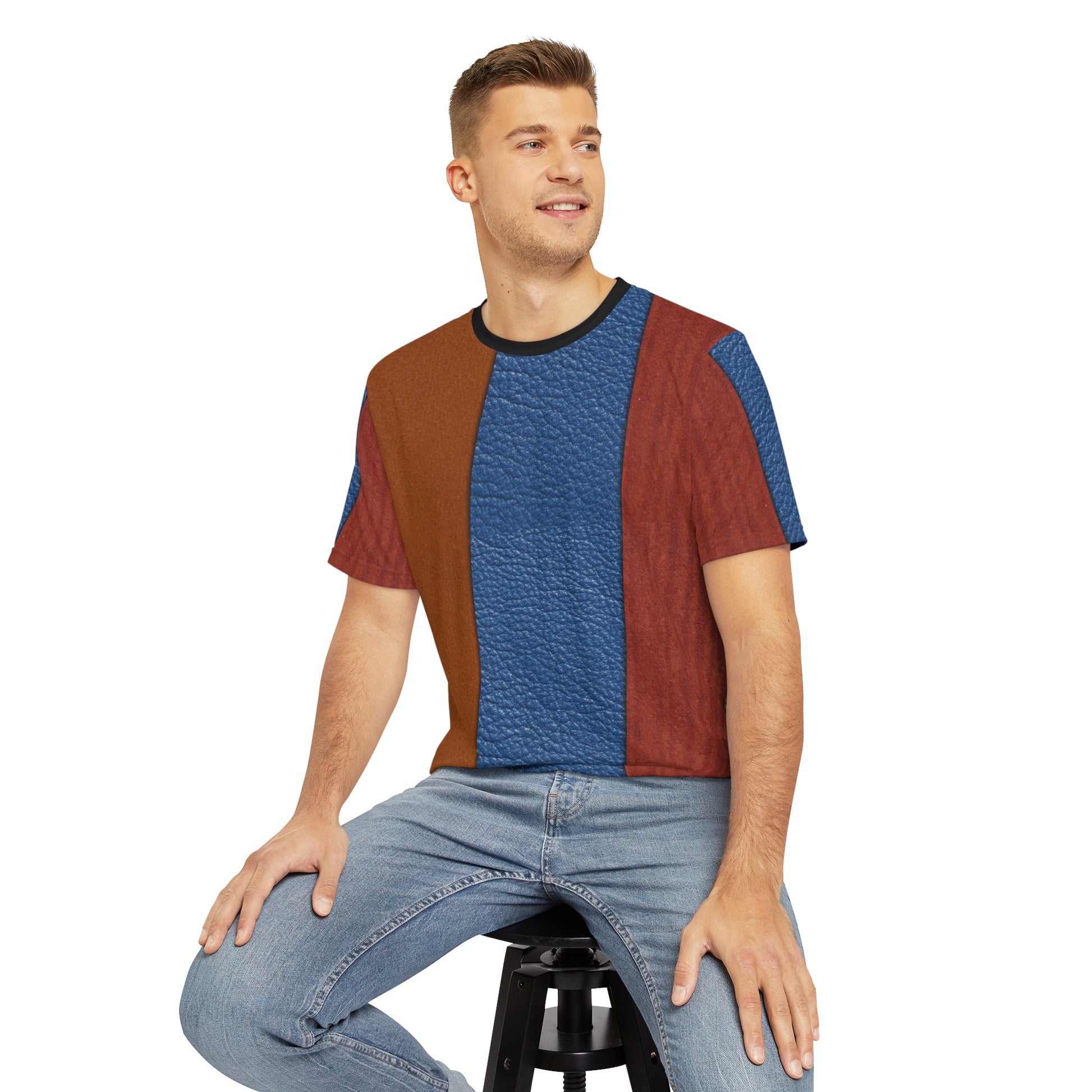 Leather look stripes   Men's Polyester Tee (AOP) (8562422055231)