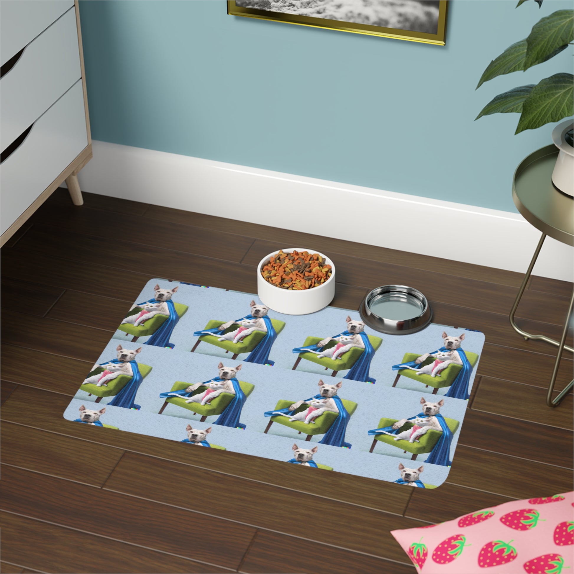 Pet Food Mat (12x18) Friends in chair (8534813835583)
