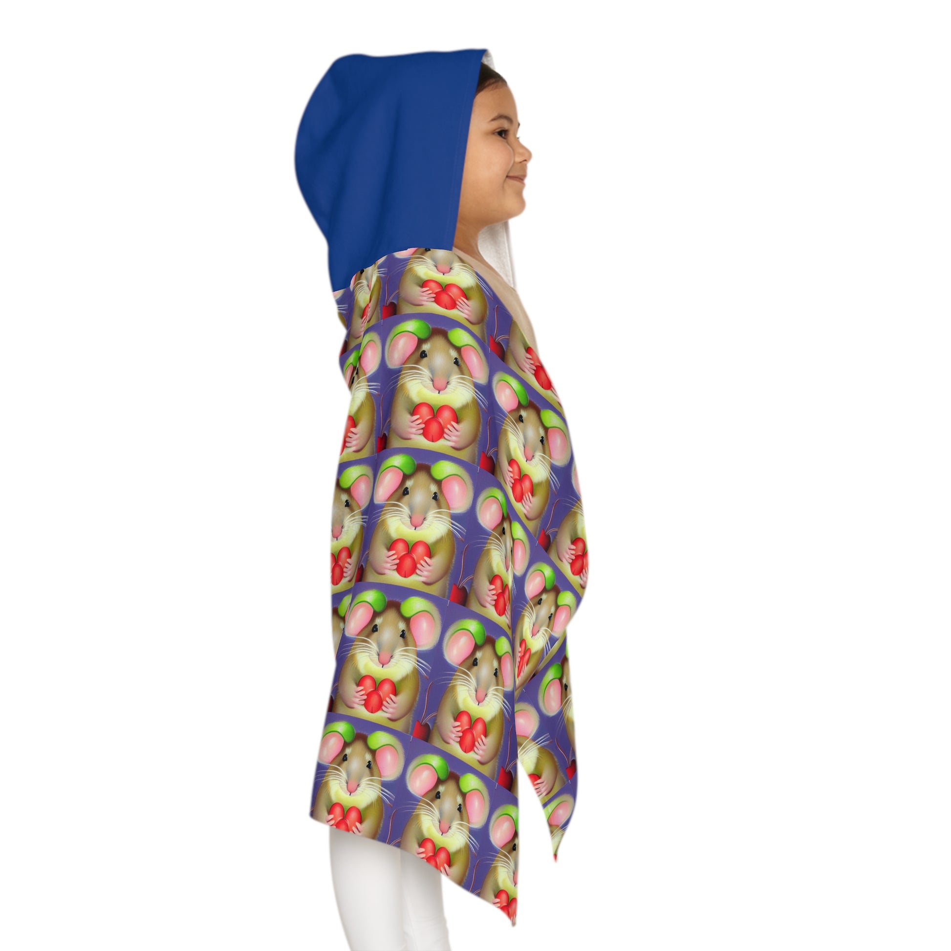 Mouse with fruit      Youth Hooded Towel (8543730139455)