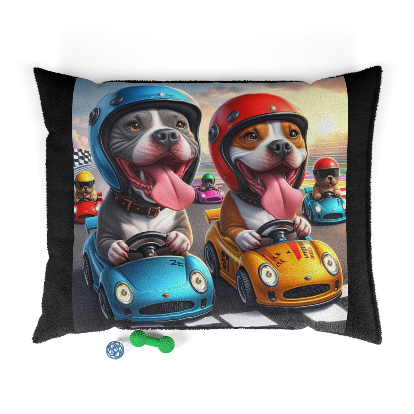 Dog Bed - Pit Bulls Race Car Print (9726637048127)