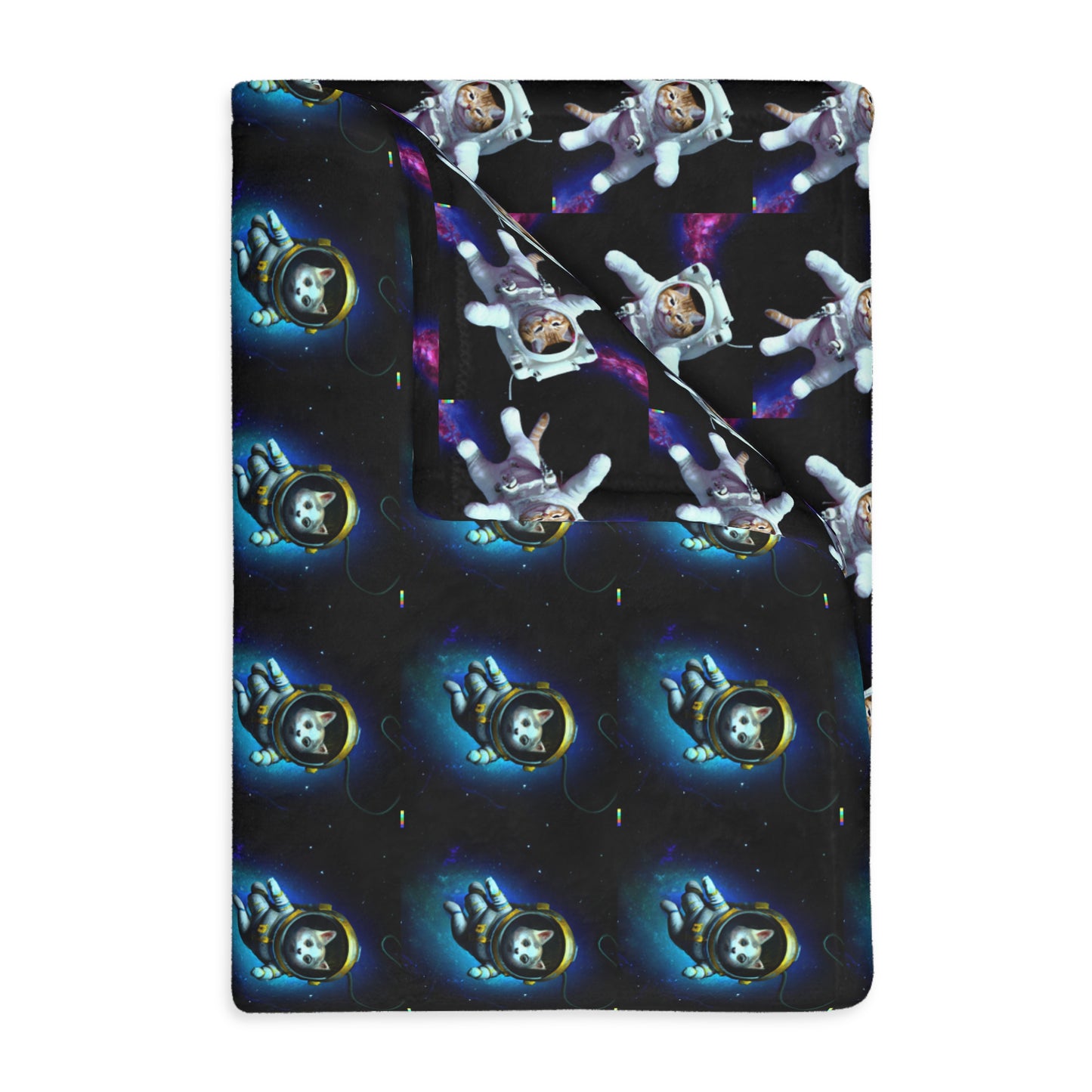 Space cat  Velveteen Minky Blanket (Two-sided print) (8542058086719)
