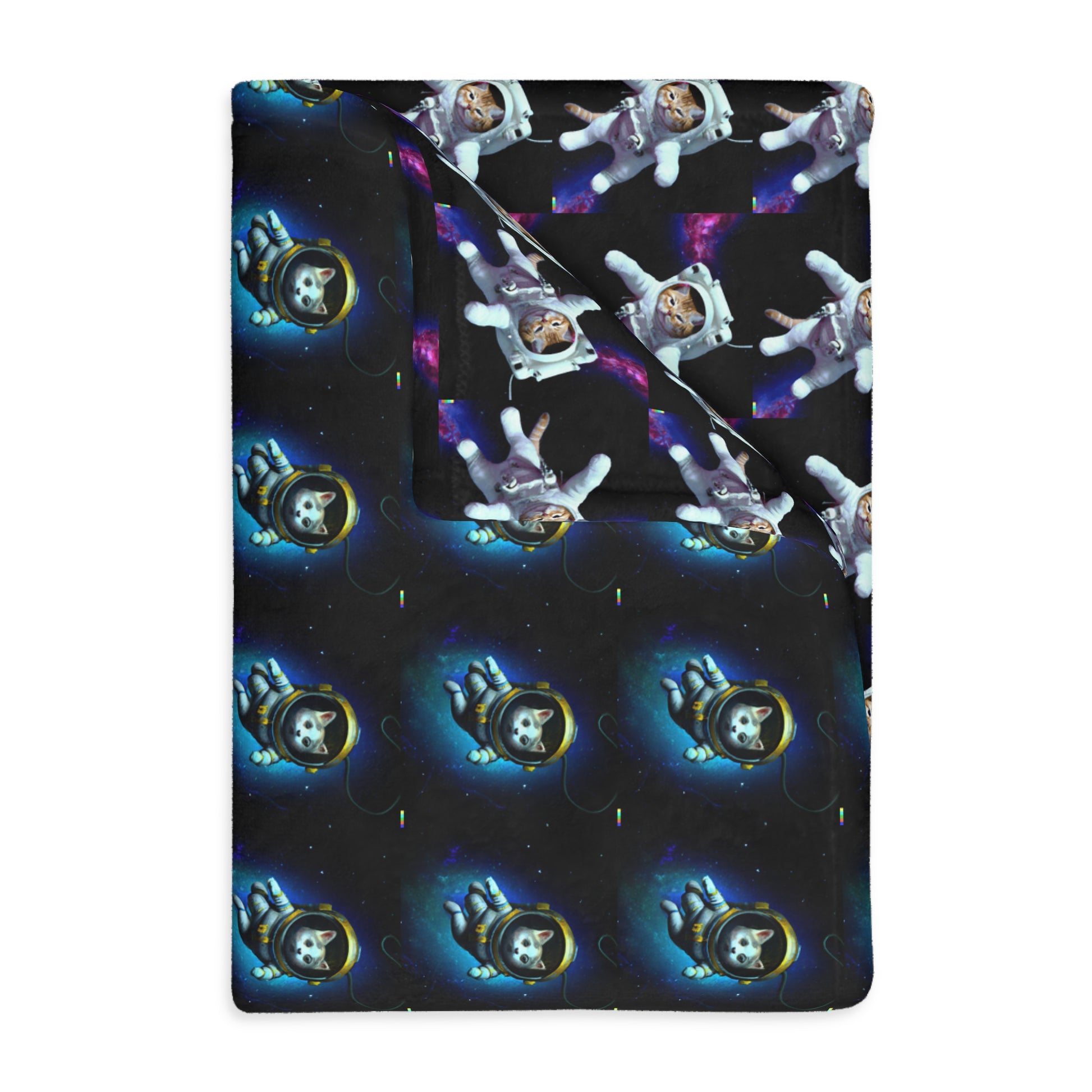 Space cat  Velveteen Minky Blanket (Two-sided print) (8542058086719)