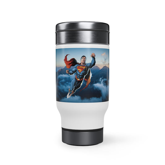 Stainless Steel Travel Mug with Handle, 14oz (8543778439487)