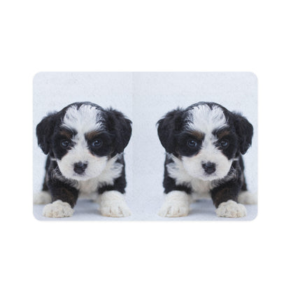 Pet Food Mat (12x18)  Black and white pup (8534815473983)