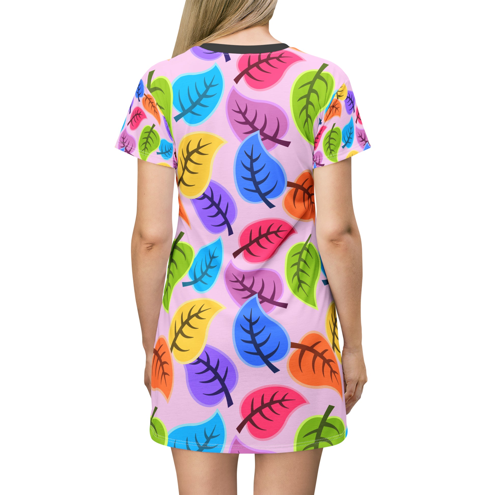 Colored leaf    All Over Print T-Shirt Dress (8540602761535)