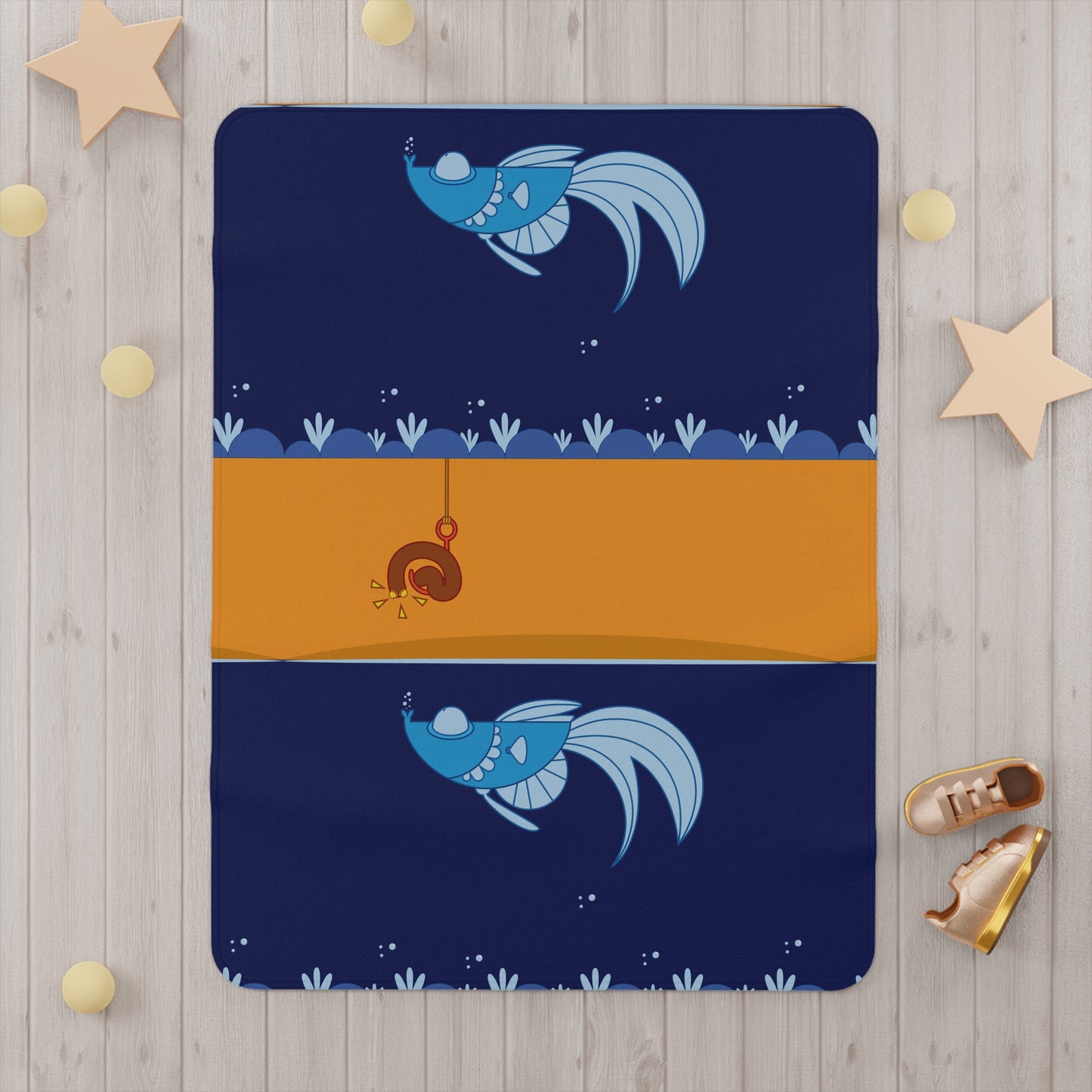 Fish on hook      Toddler Blanket (8543727026495)
