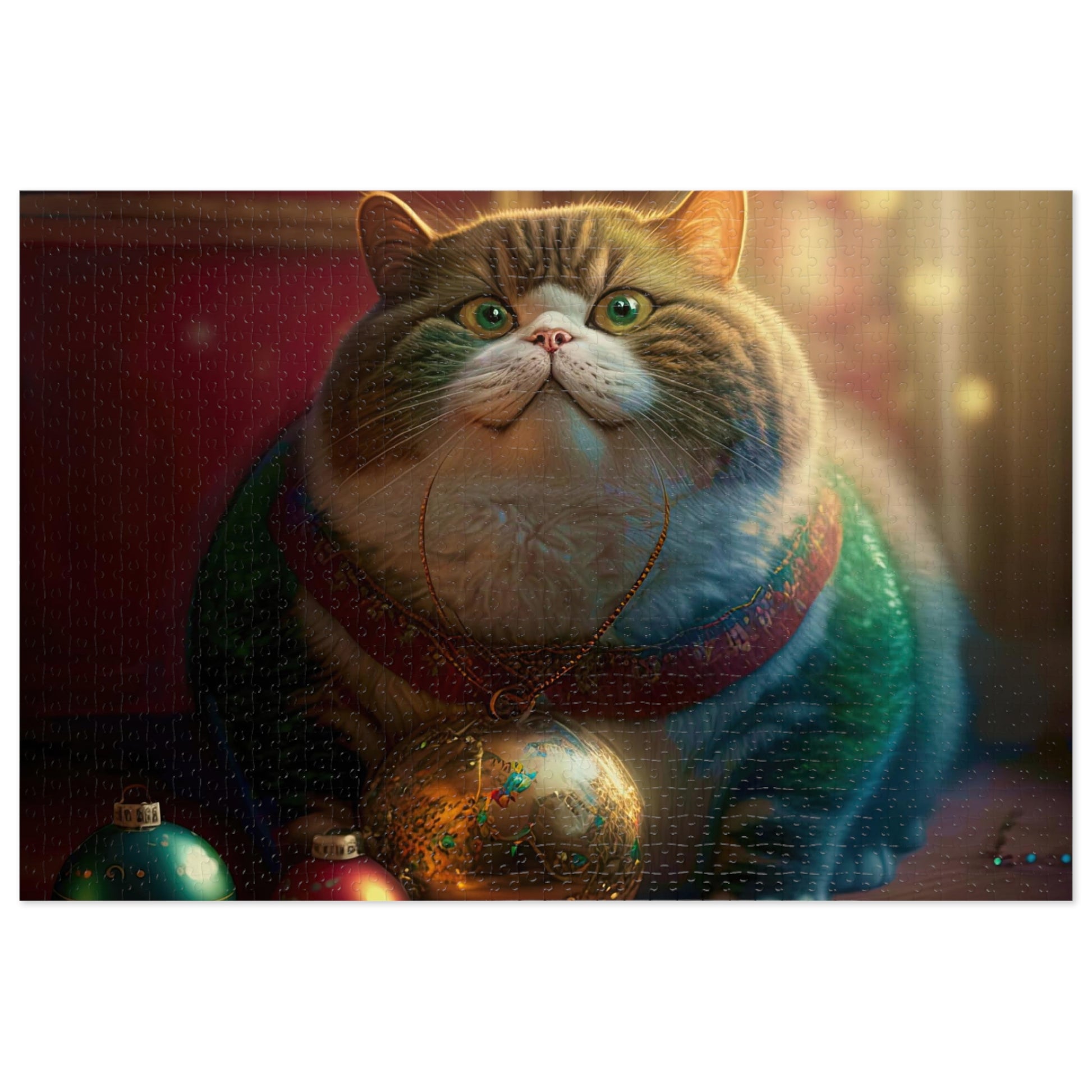 Christmas cat   Jigsaw Puzzle (30, 110, 252, 500,1000-Piece) (8540605546815)