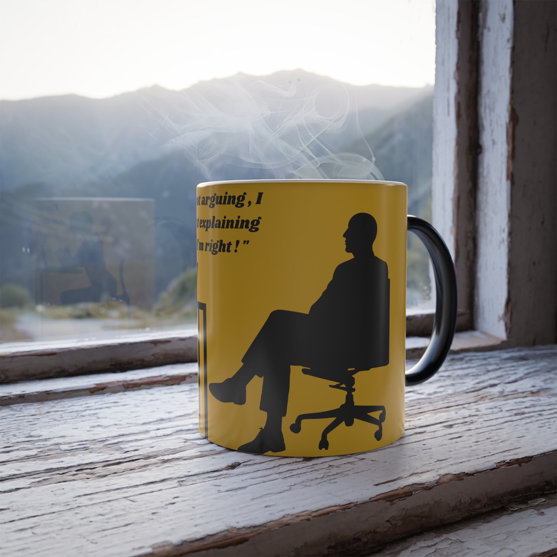 I"m not arguing , female side , yellow -Color Morphing Mug, 11oz (8219959198015)