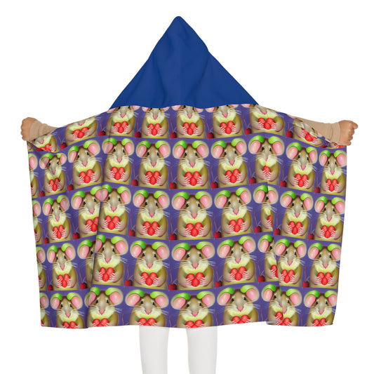 Mouse with fruit      Youth Hooded Towel (8543730139455)