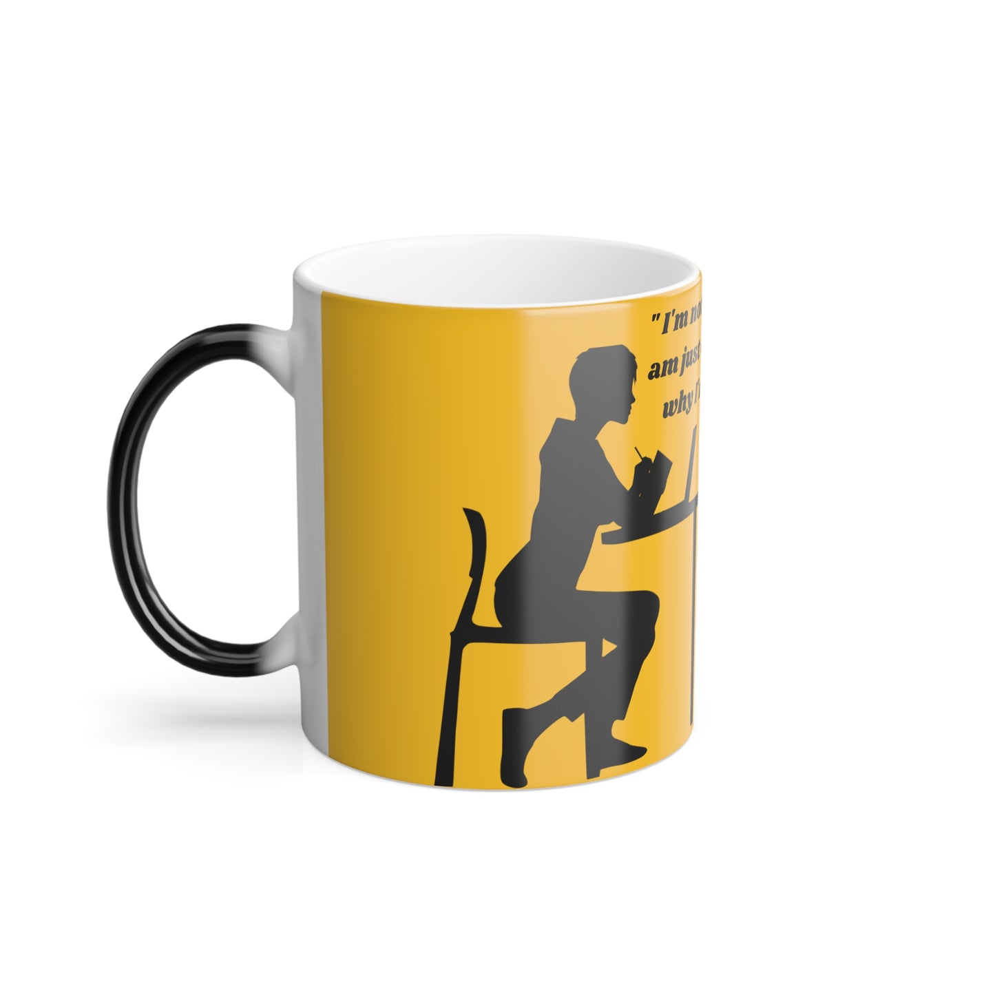 I"m not arguing , female side , yellow -Color Morphing Mug, 11oz (8219959198015)