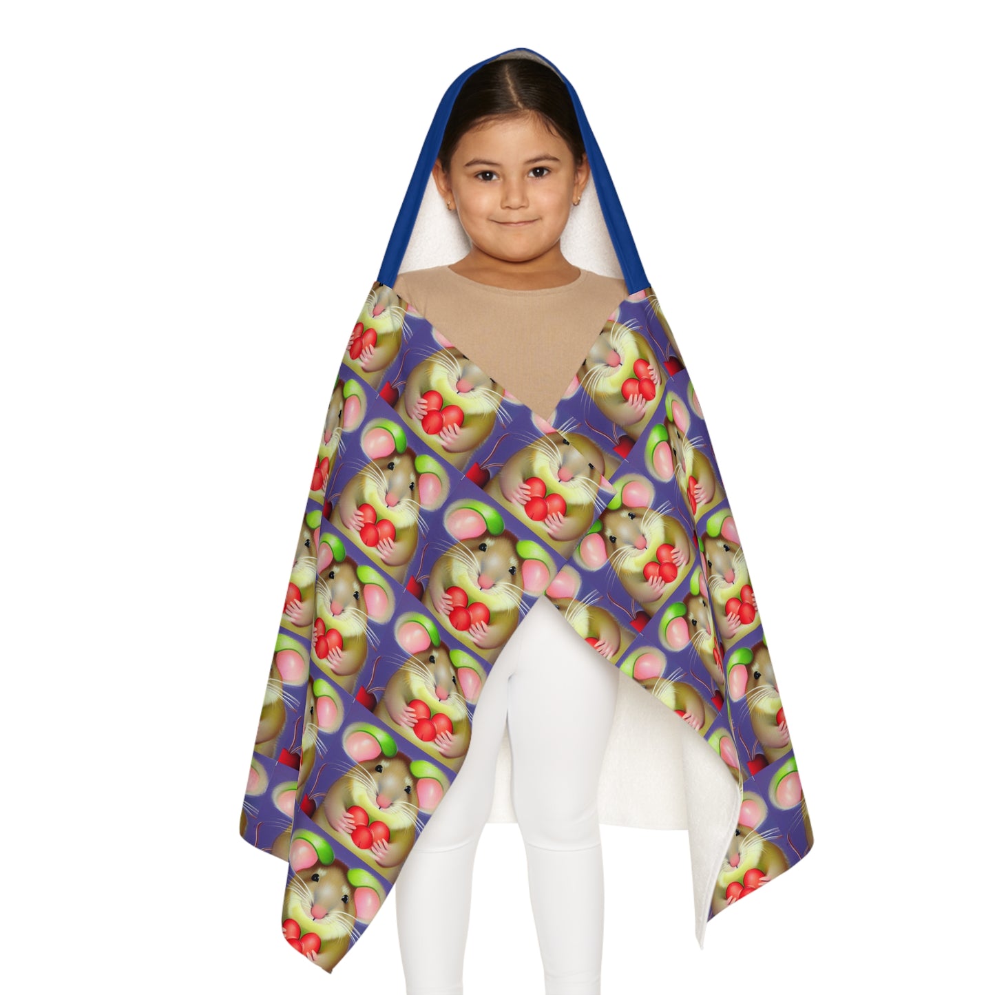 Mouse with fruit      Youth Hooded Towel (8543730139455)