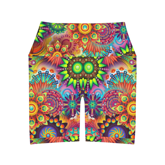 Color burst    High Waisted Yoga Shorts (8543829721407)