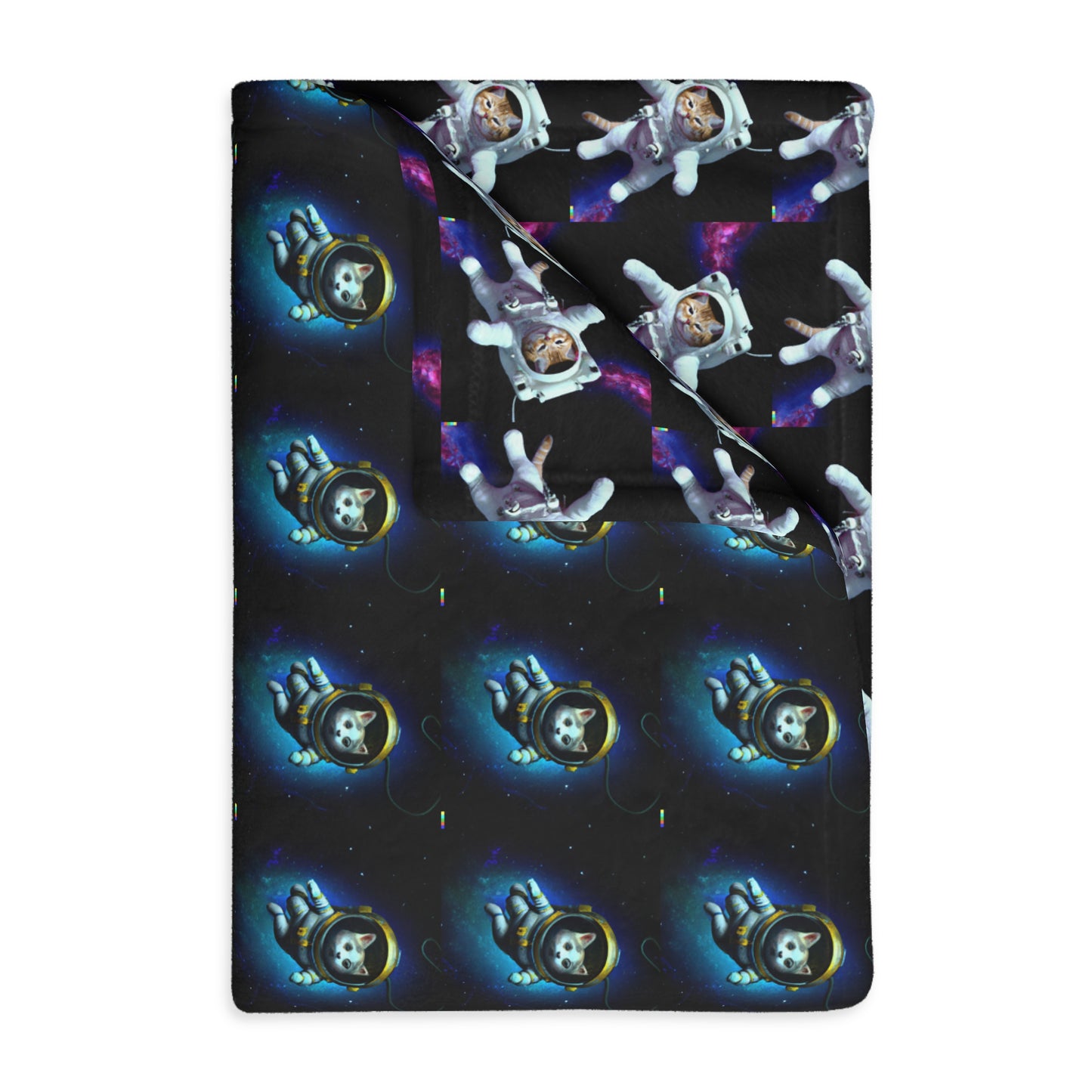 Space cat  Velveteen Minky Blanket (Two-sided print) (8542058086719)