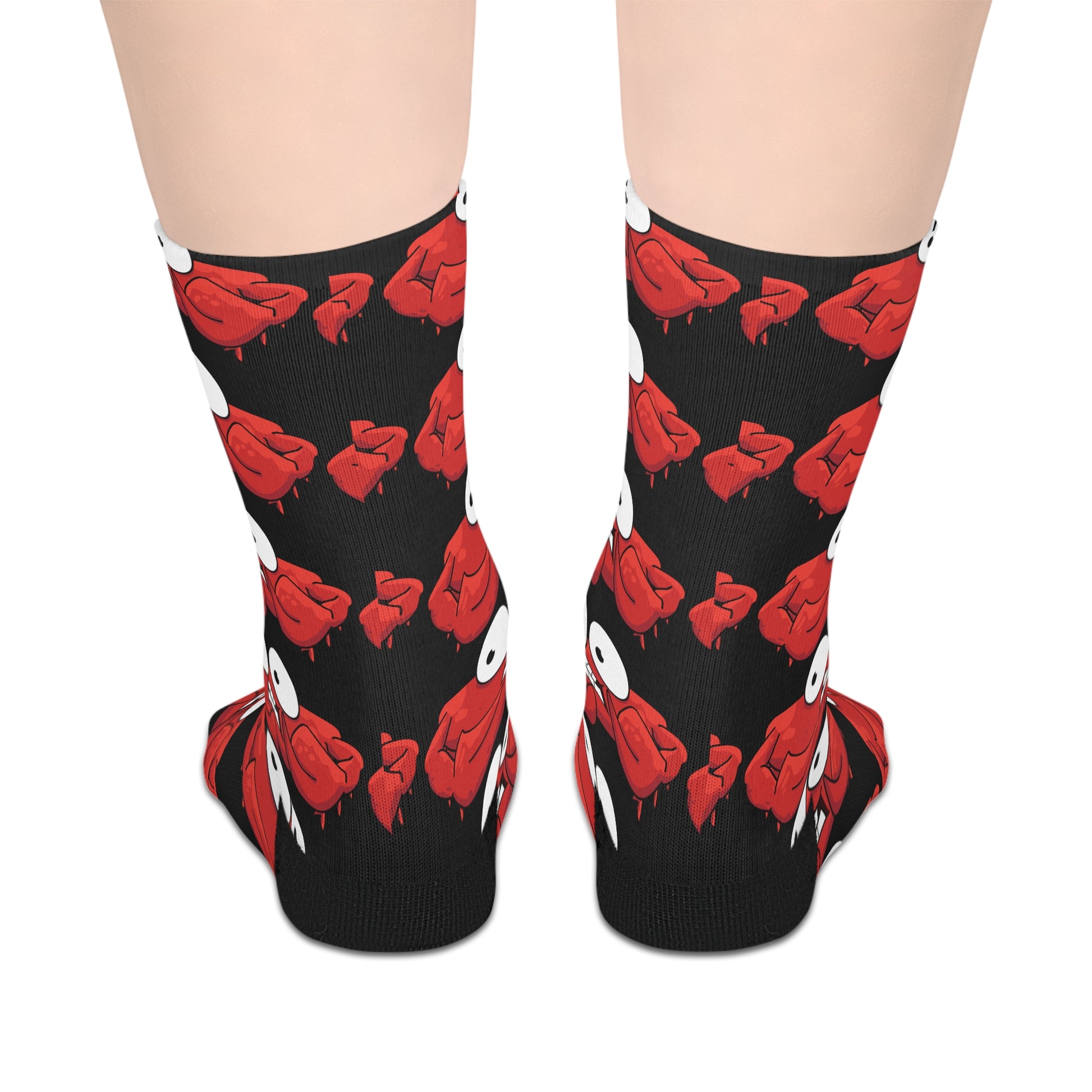 Red crab on black  Mid-length Socks (8185593561407)