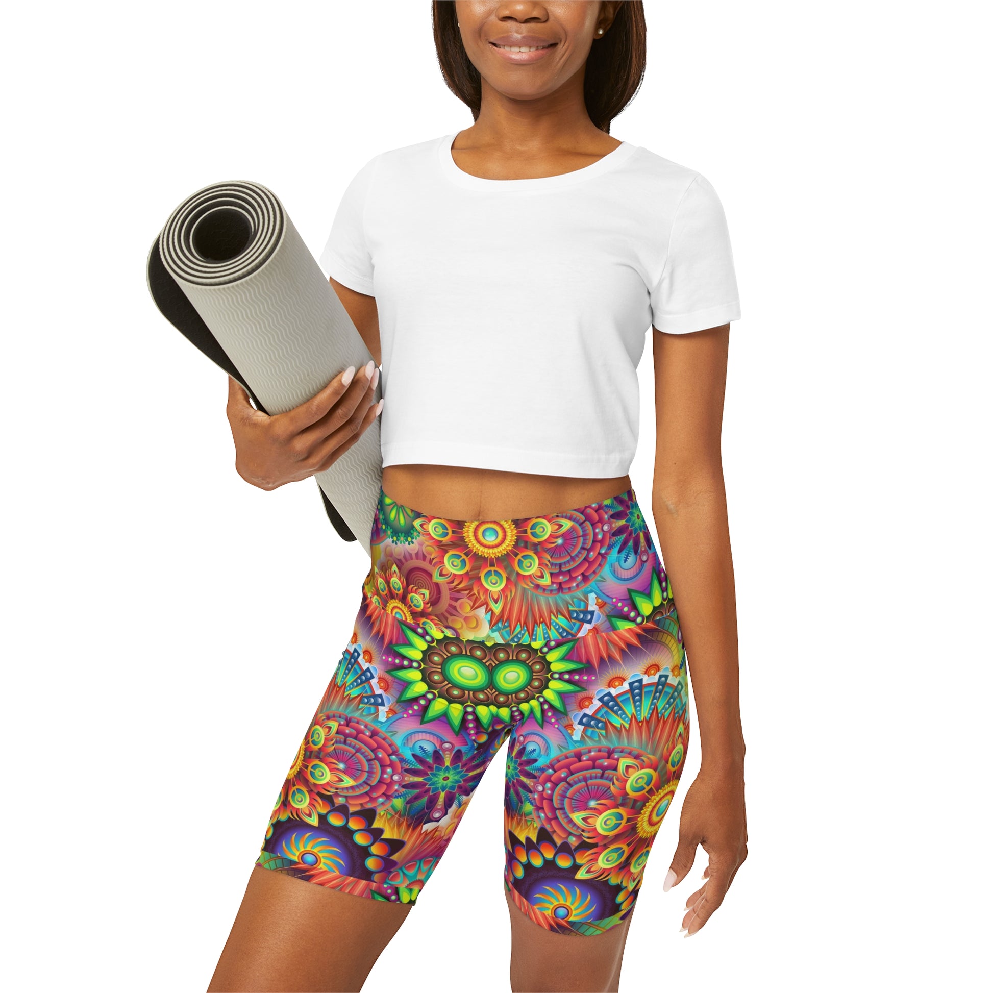 Color burst    High Waisted Yoga Shorts (8543829721407)