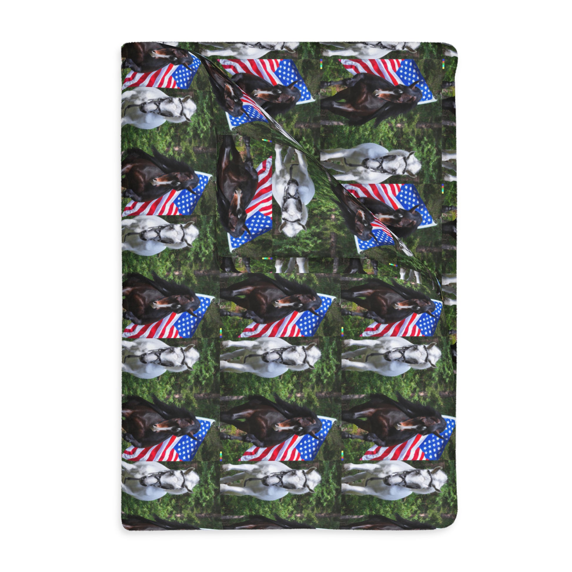 Houses and flag    Velveteen Minky Blanket (Two-sided print) (8542025777471)