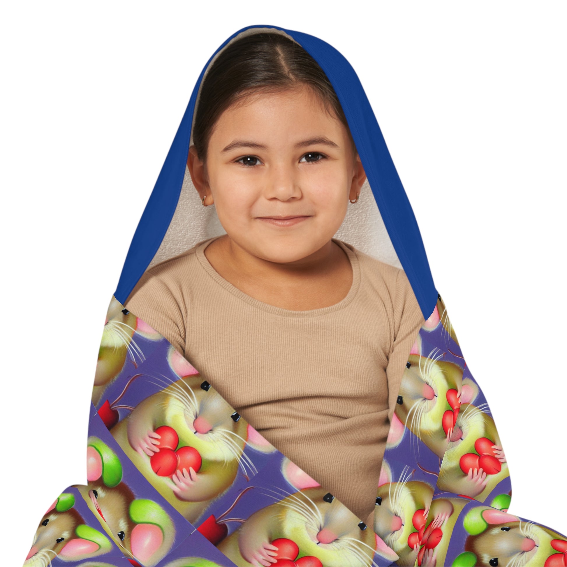 Mouse with fruit      Youth Hooded Towel (8543730139455)