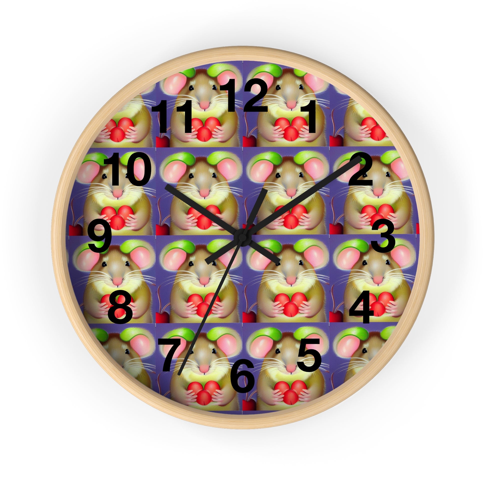 Mouse with fruit   Wall clock (8541955916095)