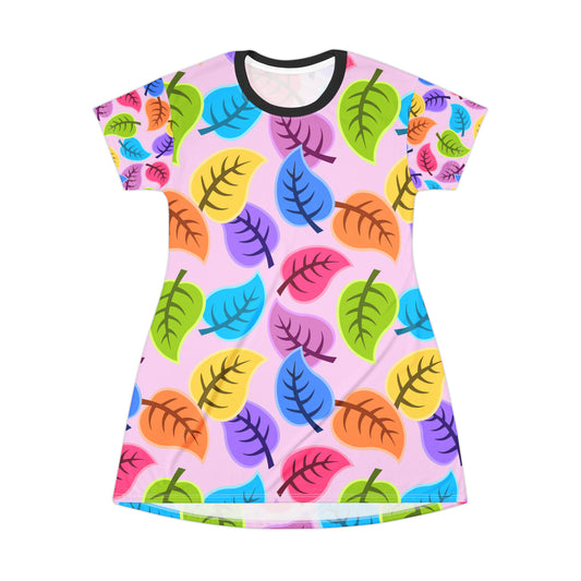 Colored leaf    All Over Print T-Shirt Dress (8540602761535)