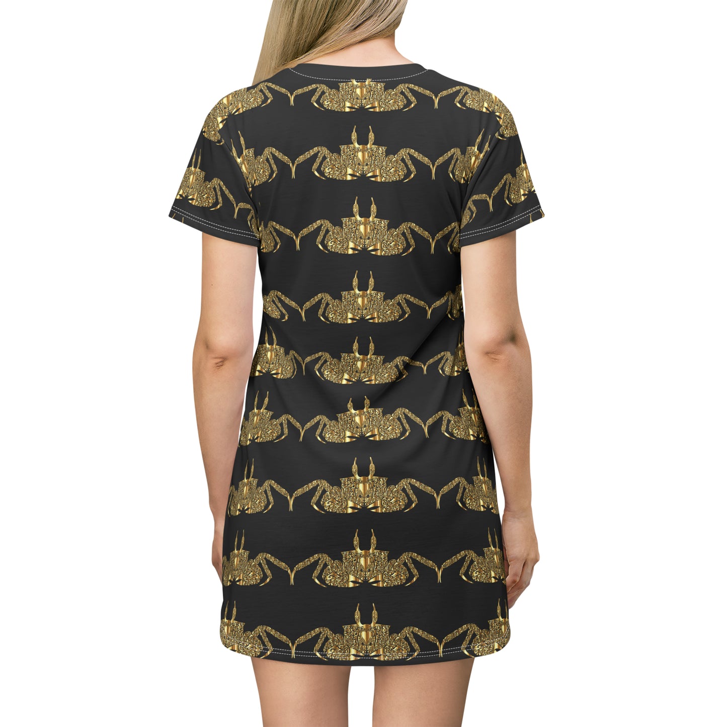 Gold crab   All Over Print T-Shirt Dress (8540533719359)
