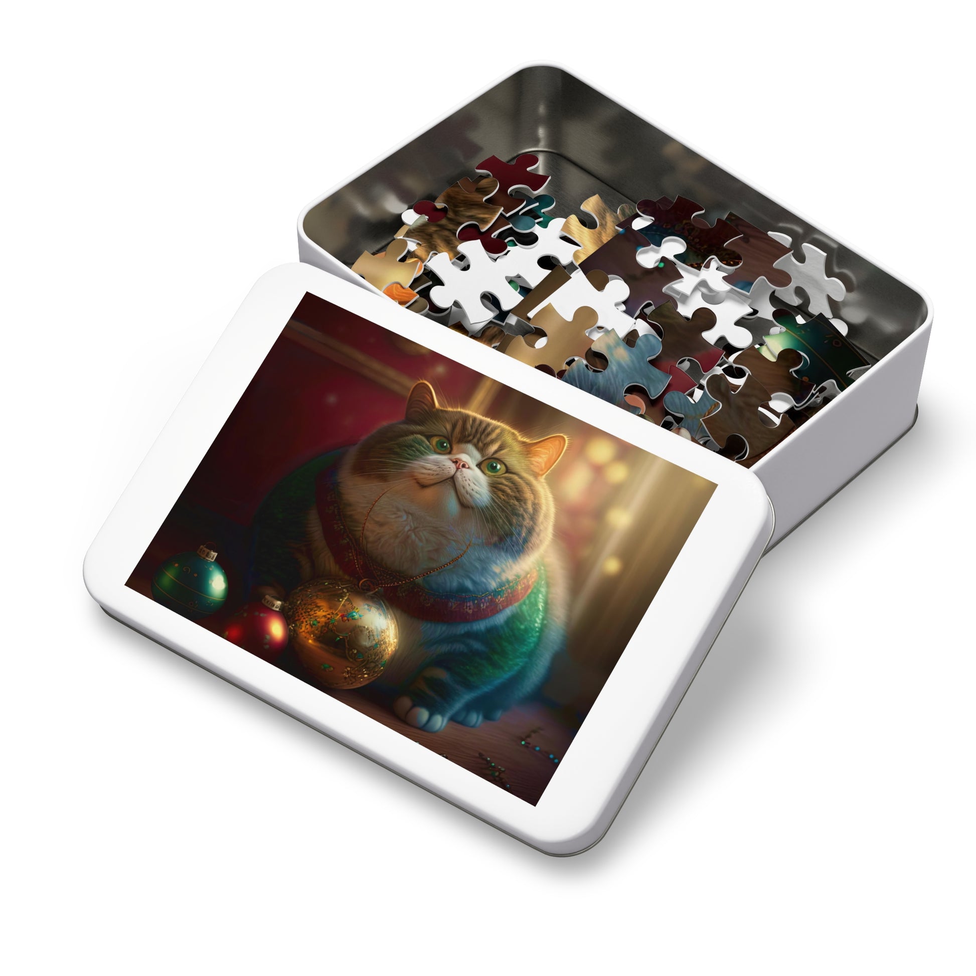 Christmas cat   Jigsaw Puzzle (30, 110, 252, 500,1000-Piece) (8540605546815)