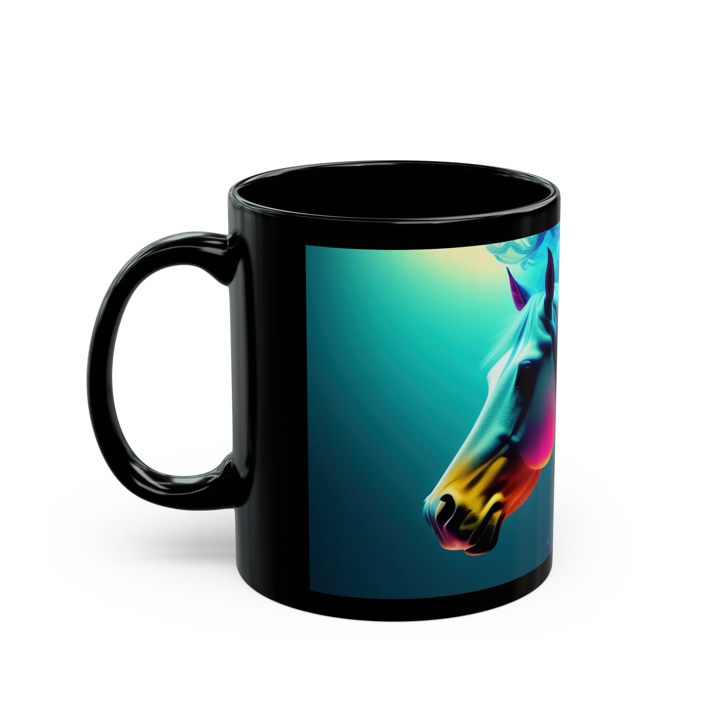 Colorfull horse -11oz Black Mug (8218108231999)