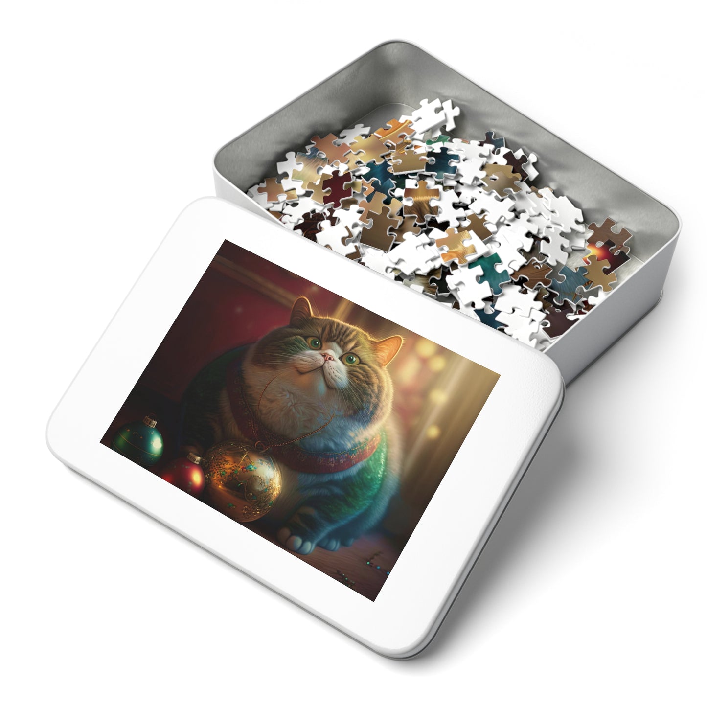 Christmas cat   Jigsaw Puzzle (30, 110, 252, 500,1000-Piece) (8540605546815)