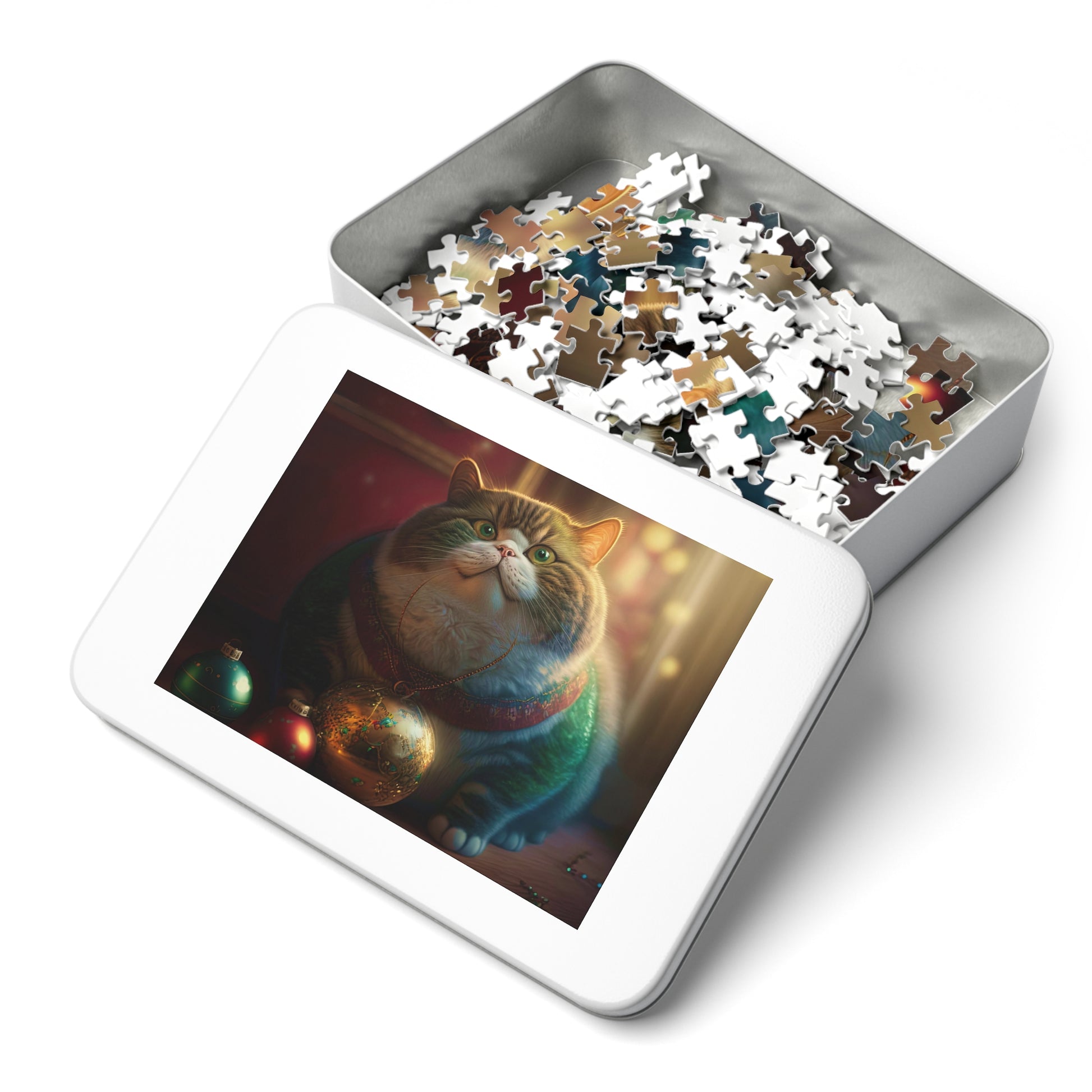 Christmas cat   Jigsaw Puzzle (30, 110, 252, 500,1000-Piece) (8540605546815)