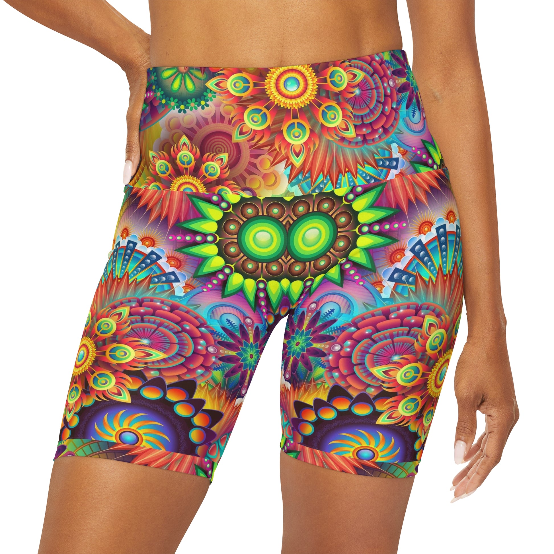 Color burst    High Waisted Yoga Shorts (8543829721407)
