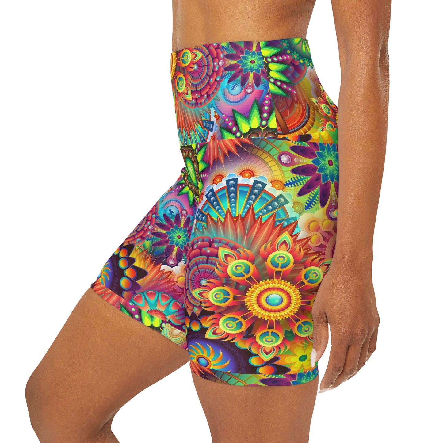 Color burst    High Waisted Yoga Shorts (8543829721407)