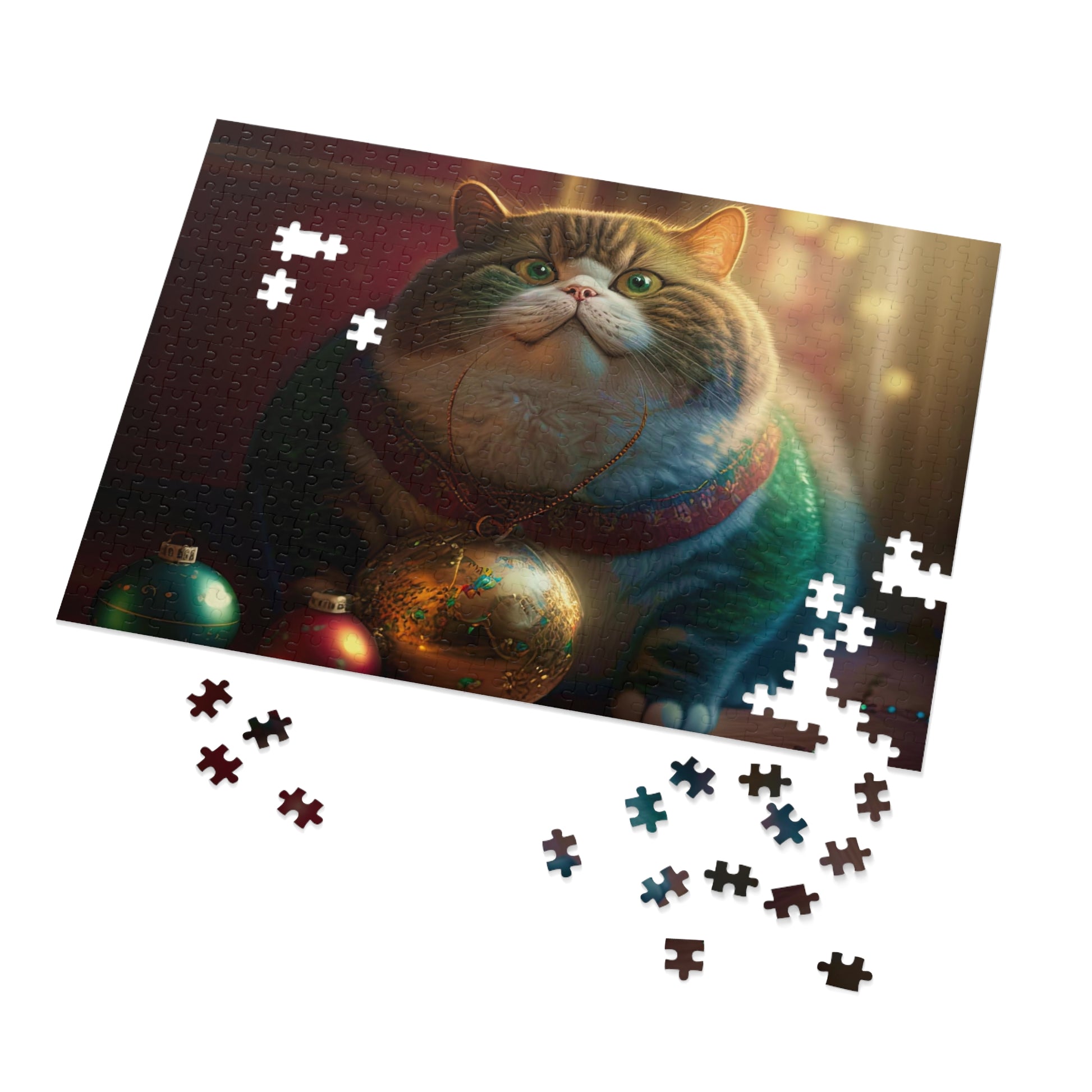 Christmas cat   Jigsaw Puzzle (30, 110, 252, 500,1000-Piece) (8540605546815)