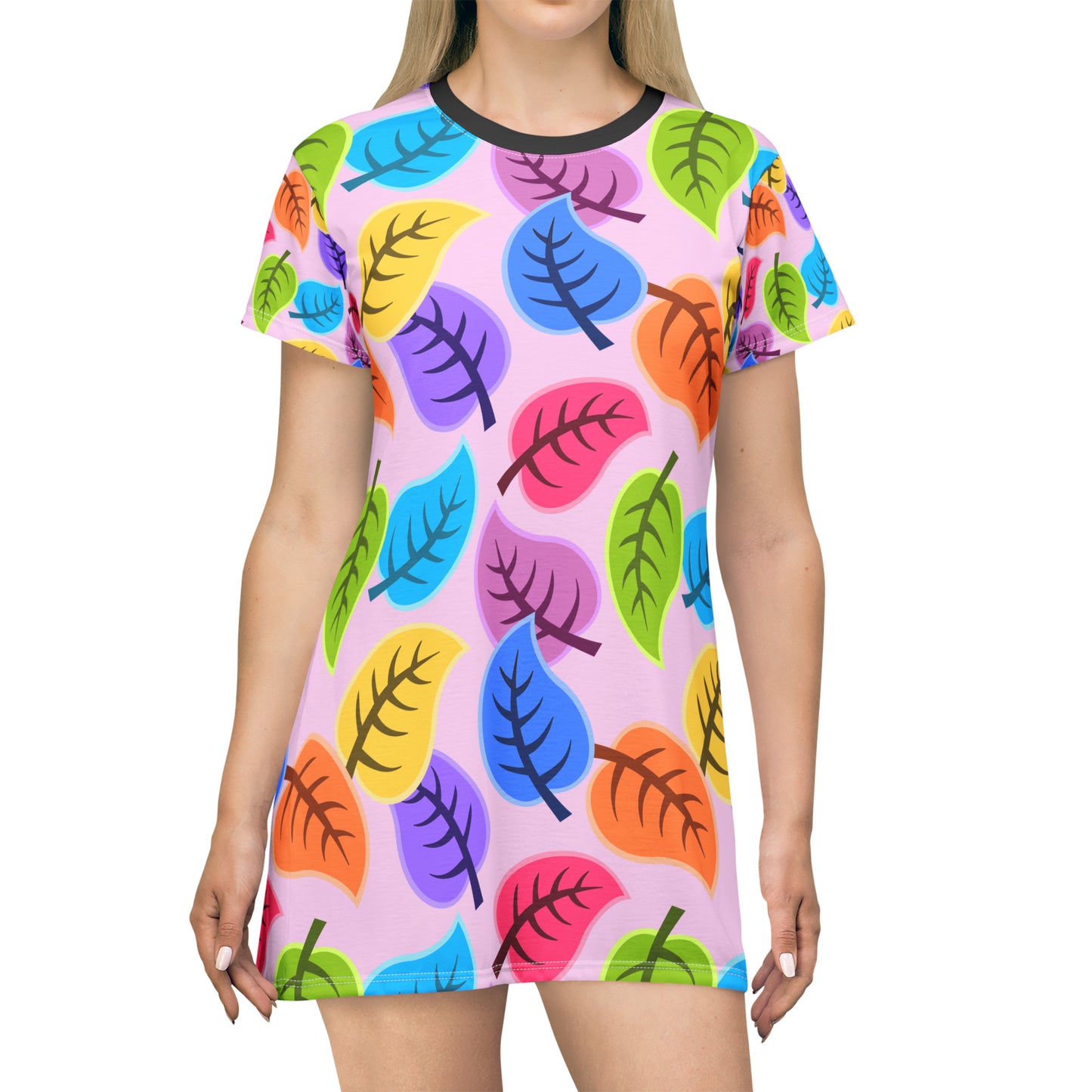 Colored leaf    All Over Print T-Shirt Dress (8540602761535)