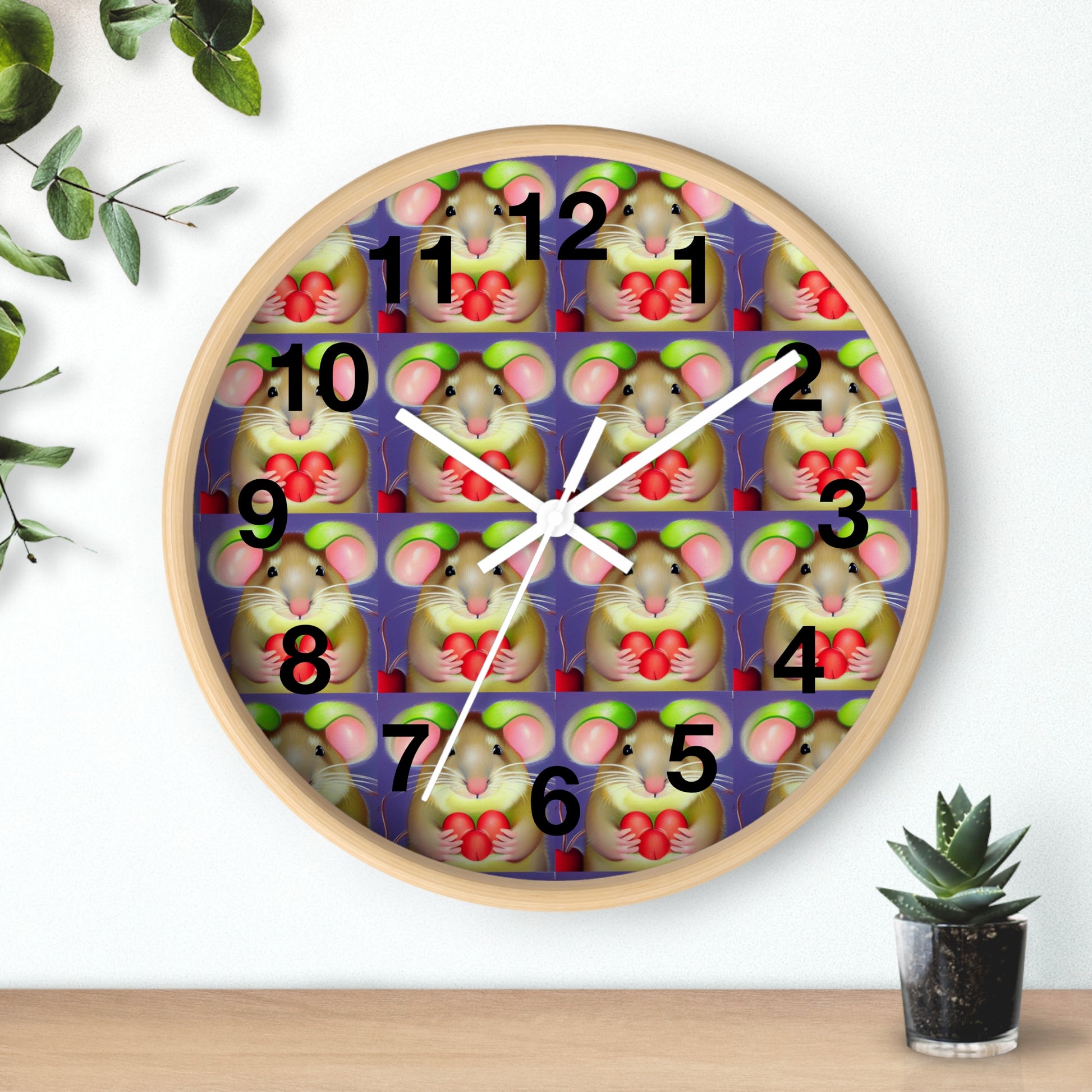 Mouse with fruit   Wall clock (8541955916095)