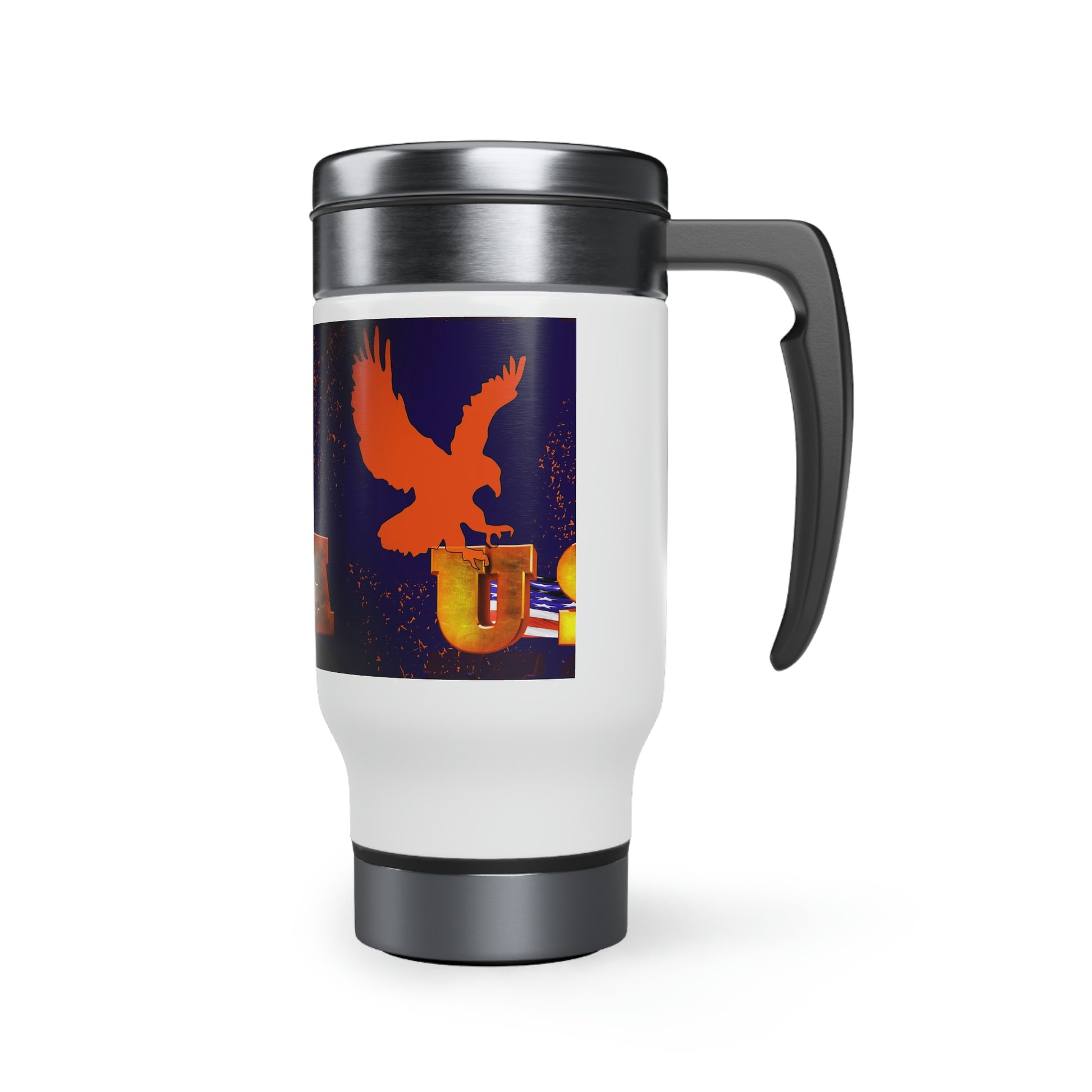 Red eagle  - Stainless Steel Travel Mug with Handle, 14oz (8215722131775)