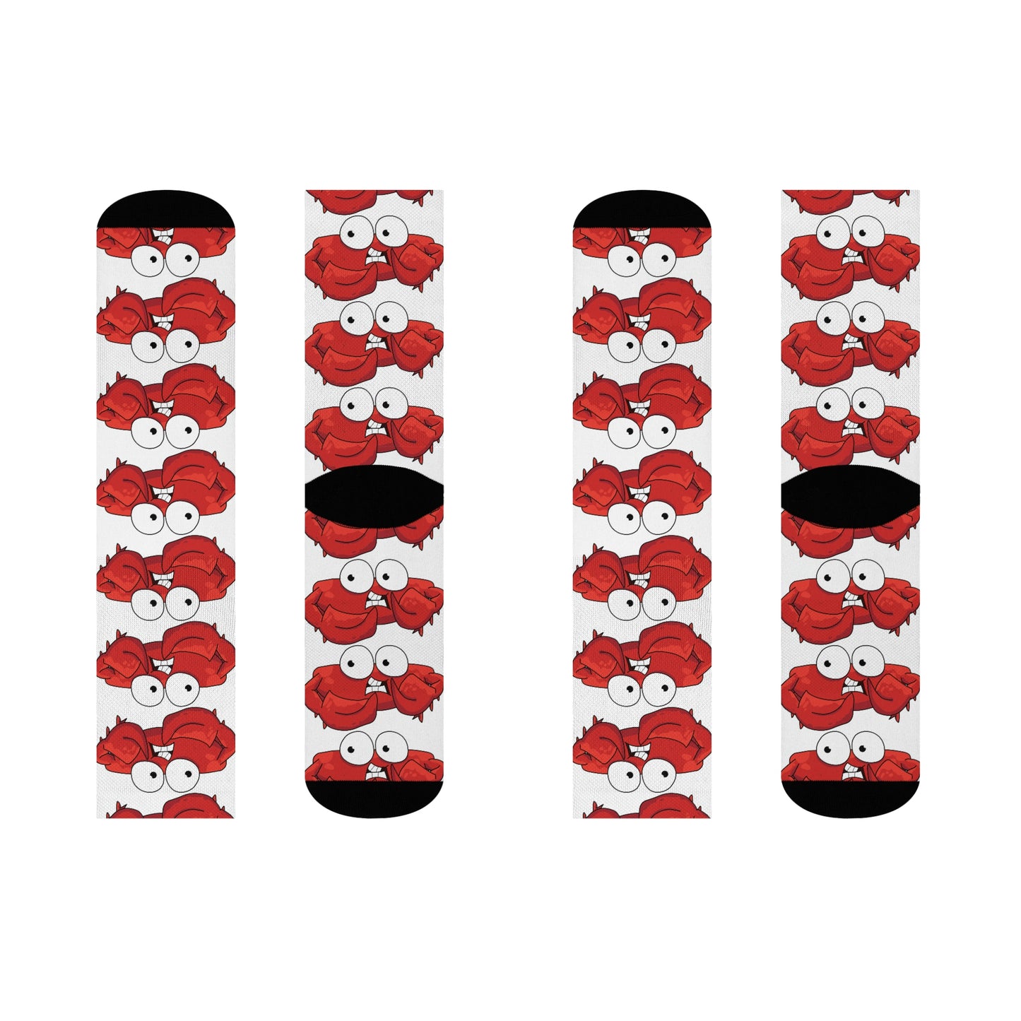 Red crab on white cushioned socks (8194512650559)