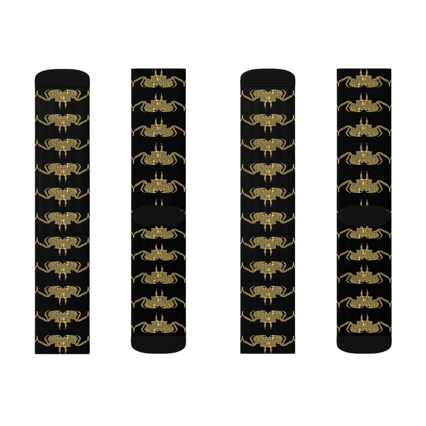 golden crab on black - Socks (8196316954943)