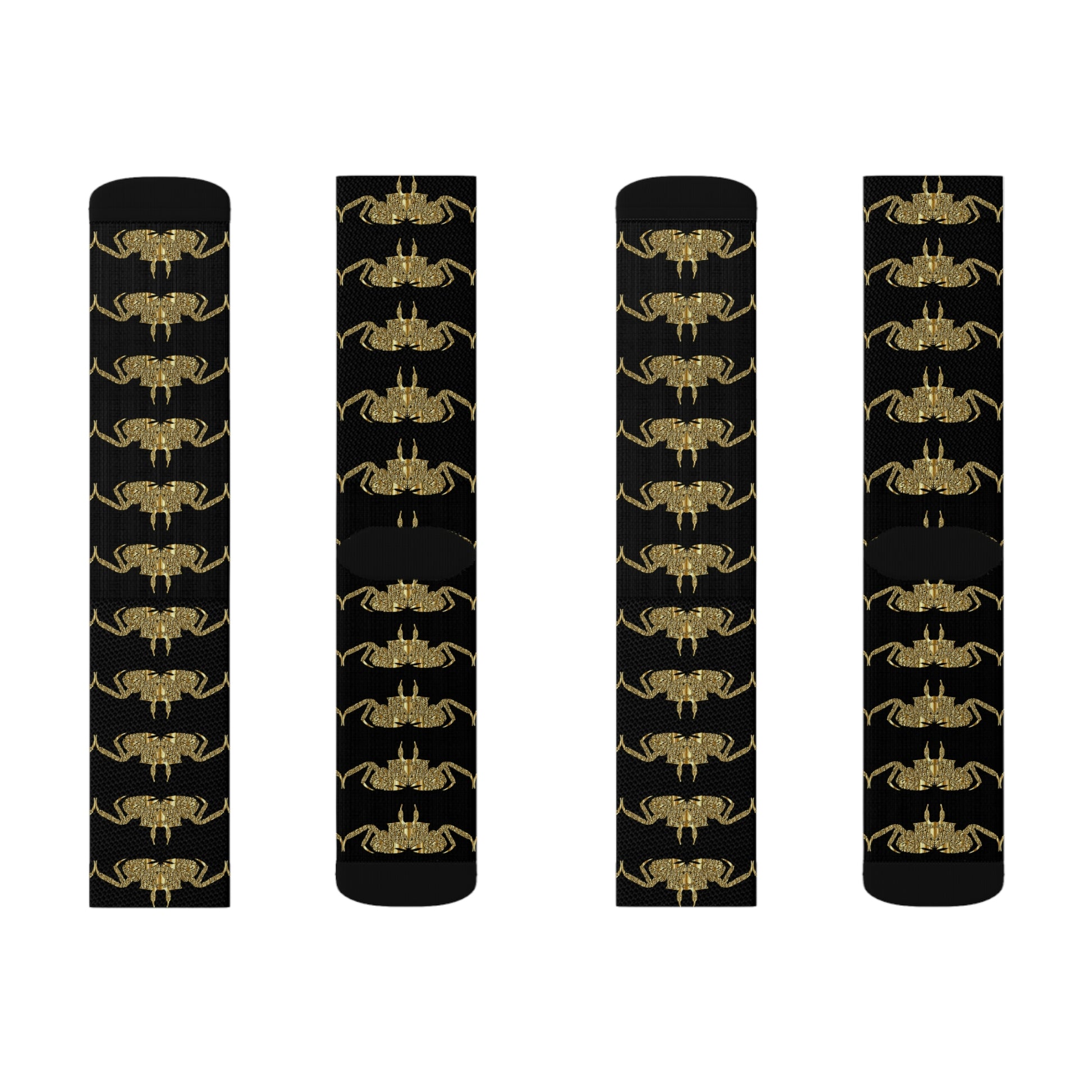 golden crab on black - Socks (8196316954943)