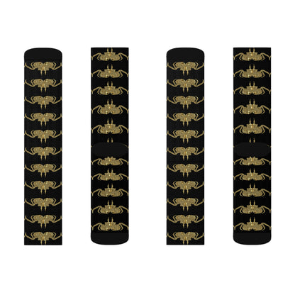 golden crab on black - Socks (8196316954943)