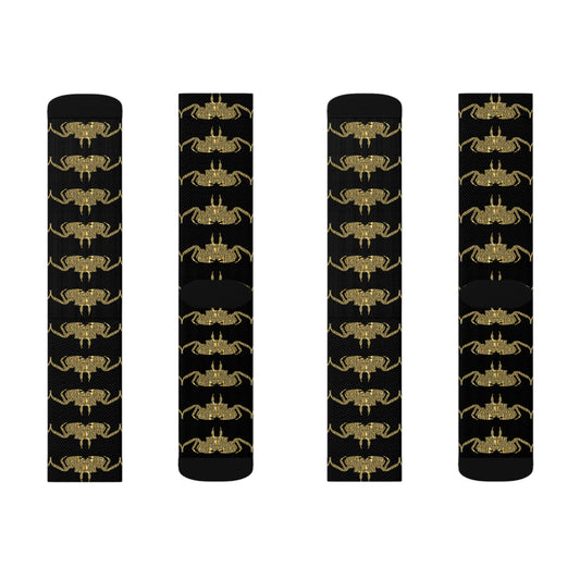 golden crab on black - Socks (8196316954943)