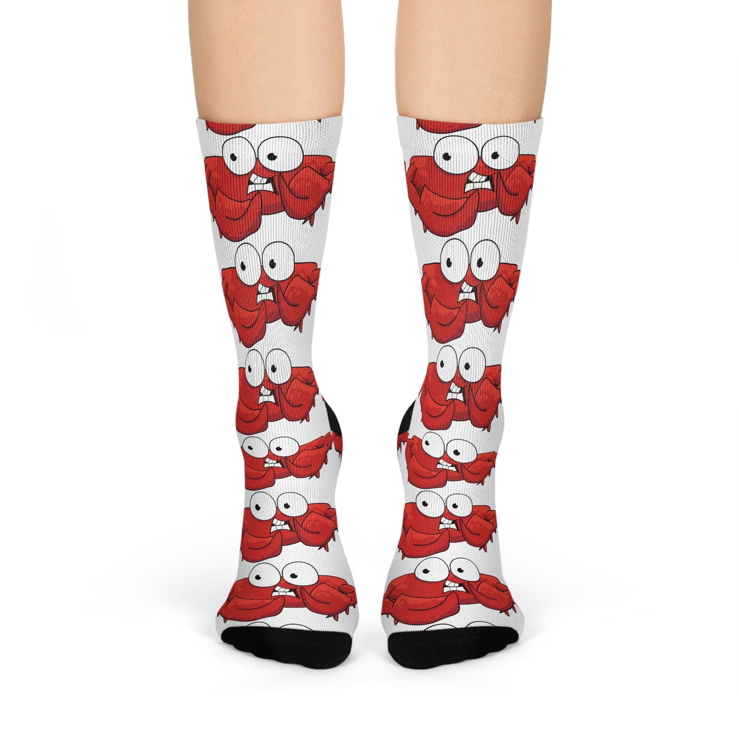 Red crab on white cushioned socks (8194512650559)