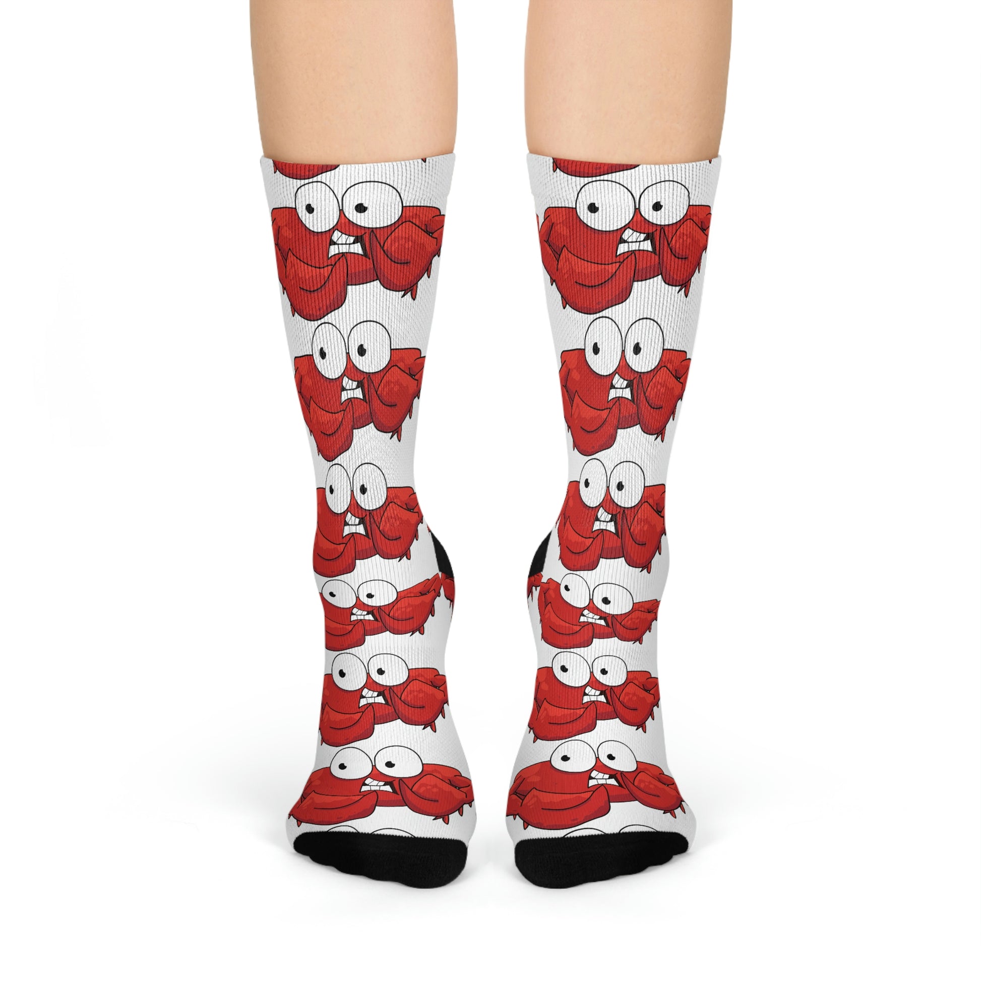 Red crab on white cushioned socks (8194512650559)