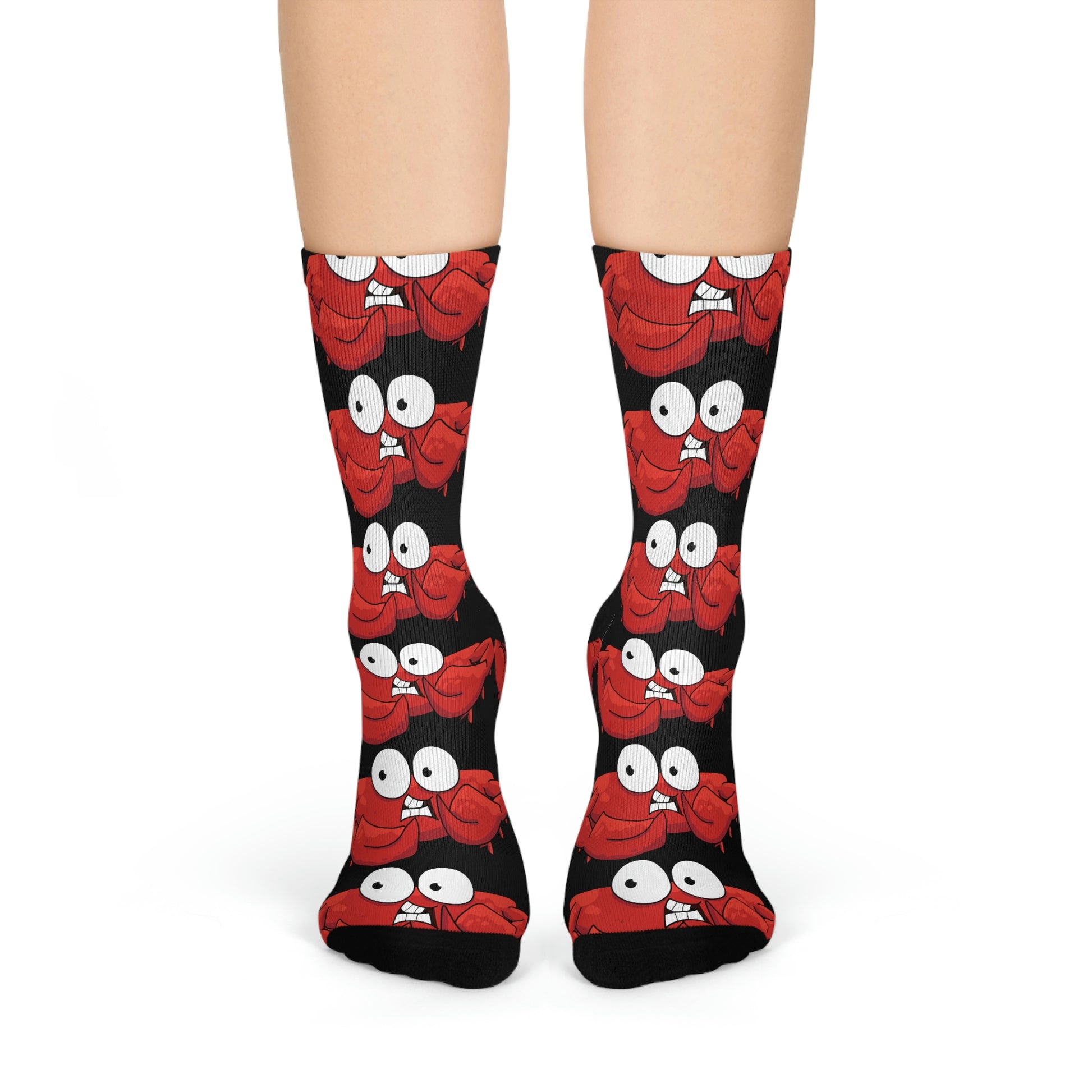 Red crab on black - Crew Socks (8196307222847)