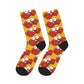 Red crab on yellow  -Mid-length Socks (8185591693631)